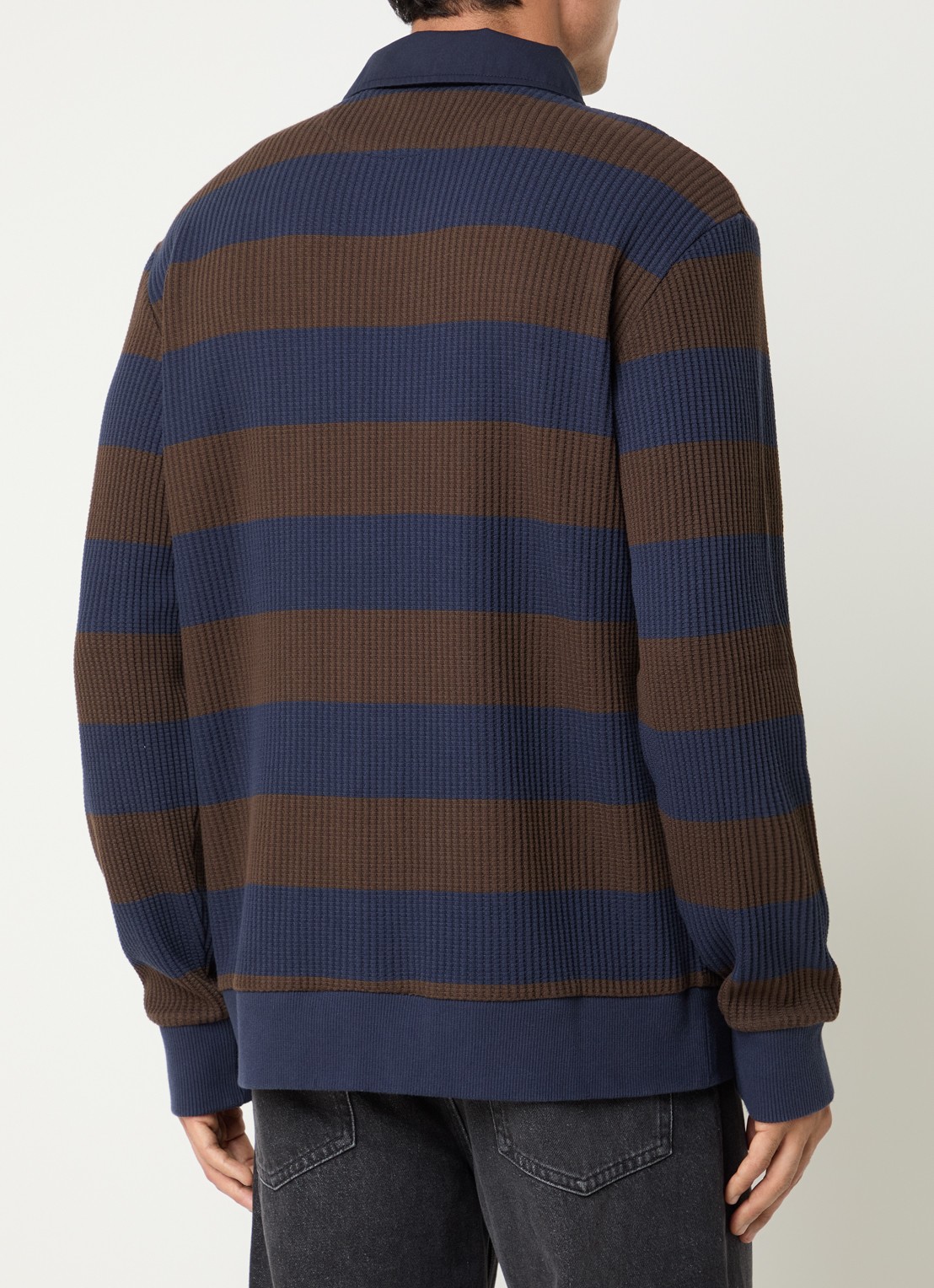Gant Regular fit polo met structuur - achterkant 3 donkerblauw
