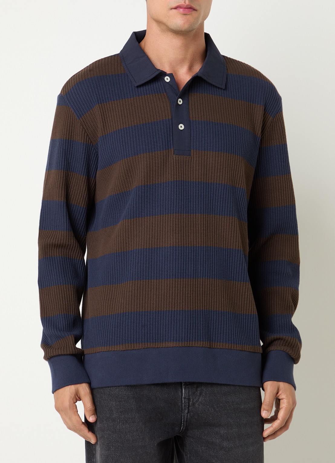 Gant Regular fit polo met structuur - detail 4 donkerblauw