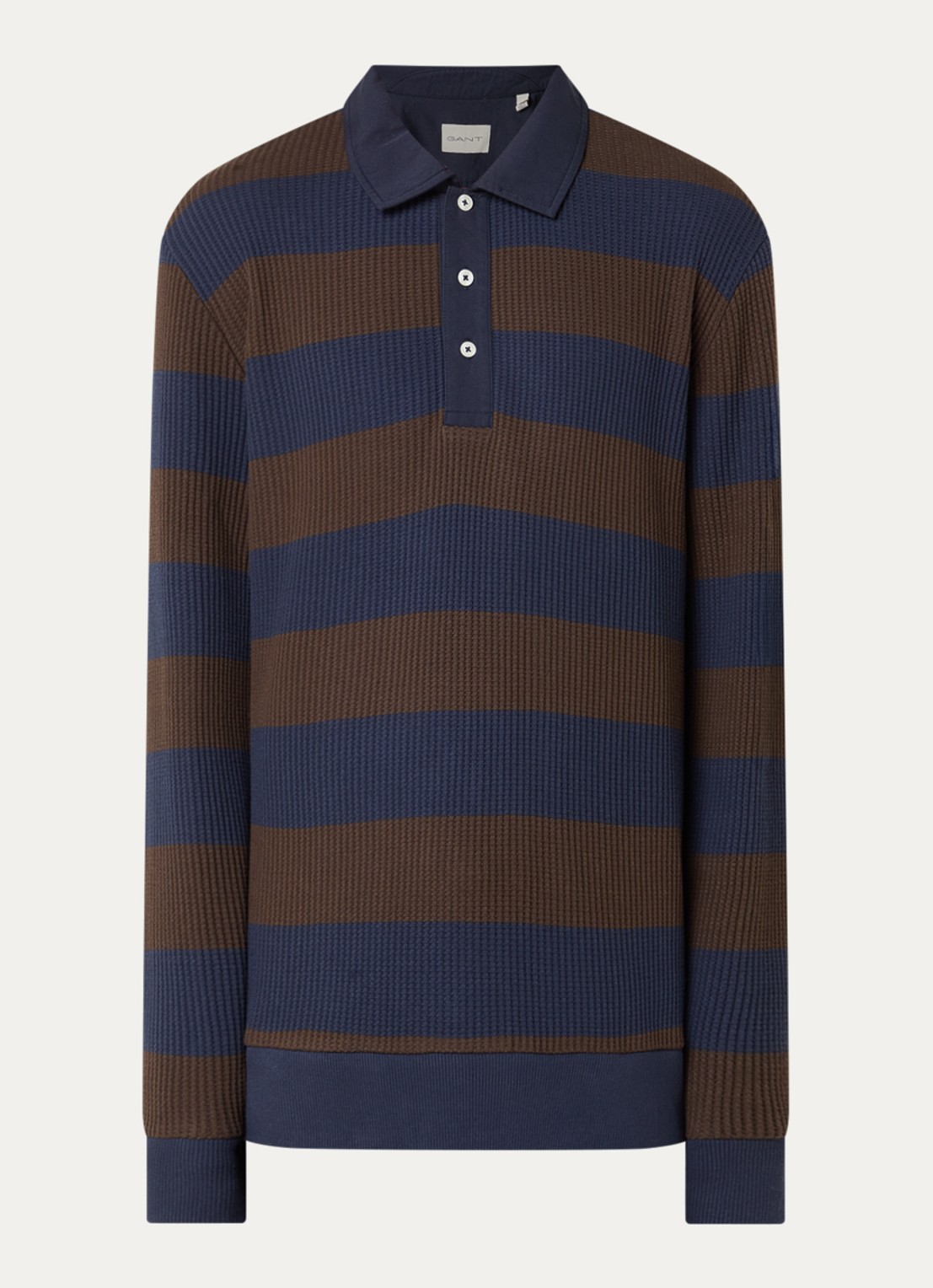 Gant Regular fit polo met structuur - voorkant donkerblauw