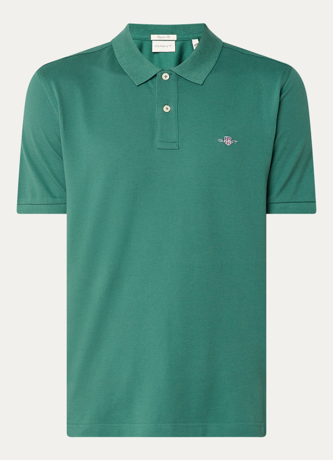 Gant Regular fit polo van piqué katoen met logo - voorkant 2 donkergroen