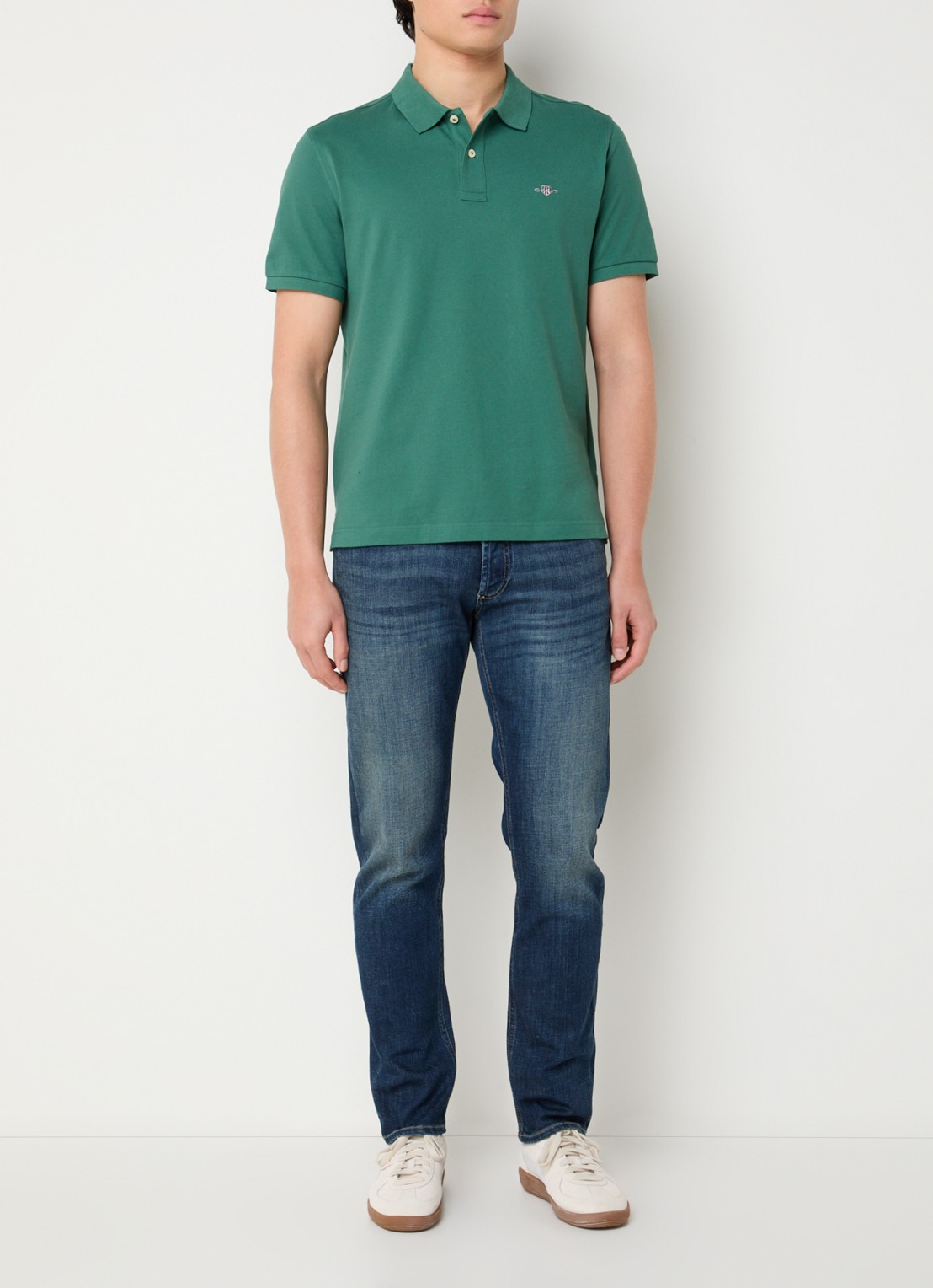 Gant Regular fit polo van piqué katoen met logo - voorkant 3 donkergroen
