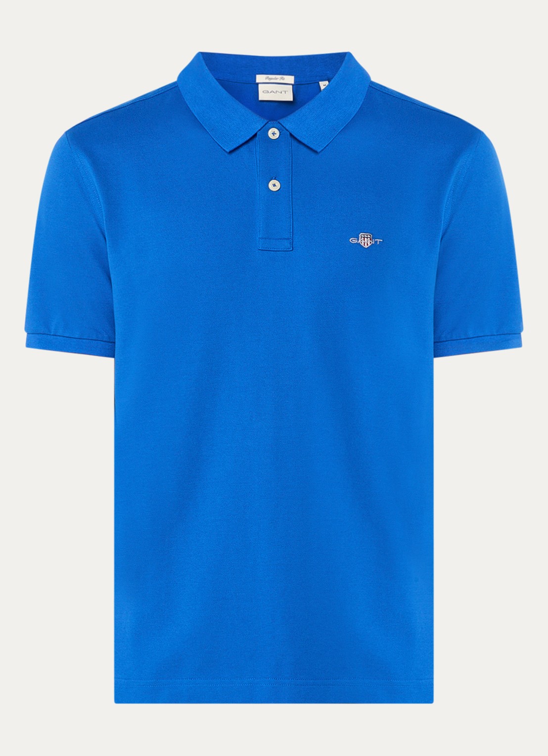 Gant Regular fit polo van piqué katoen met logo - voorkant 2 blauw