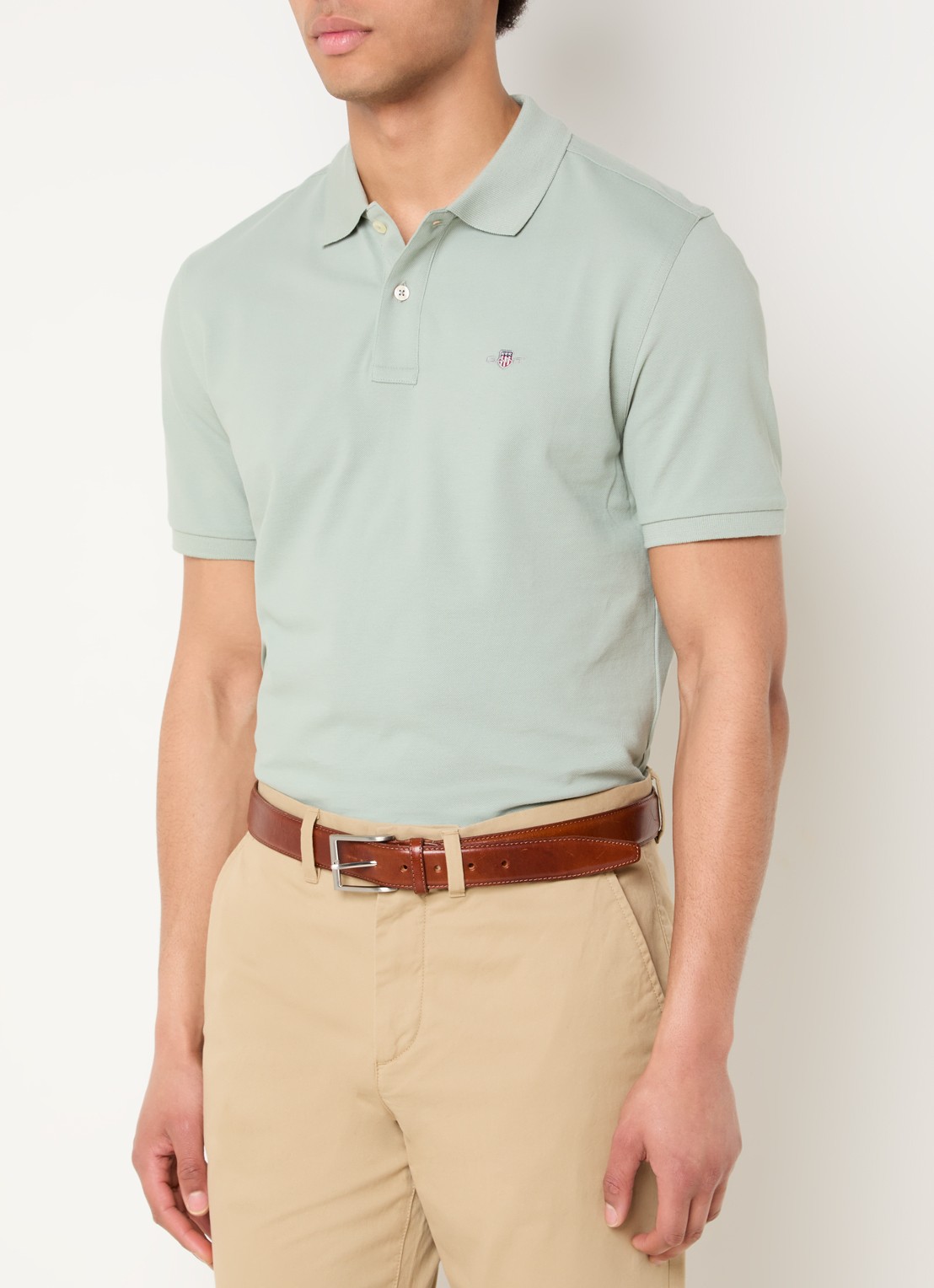 Gant Regular fit polo van piqué katoen met logo - detail 3 lindegroen