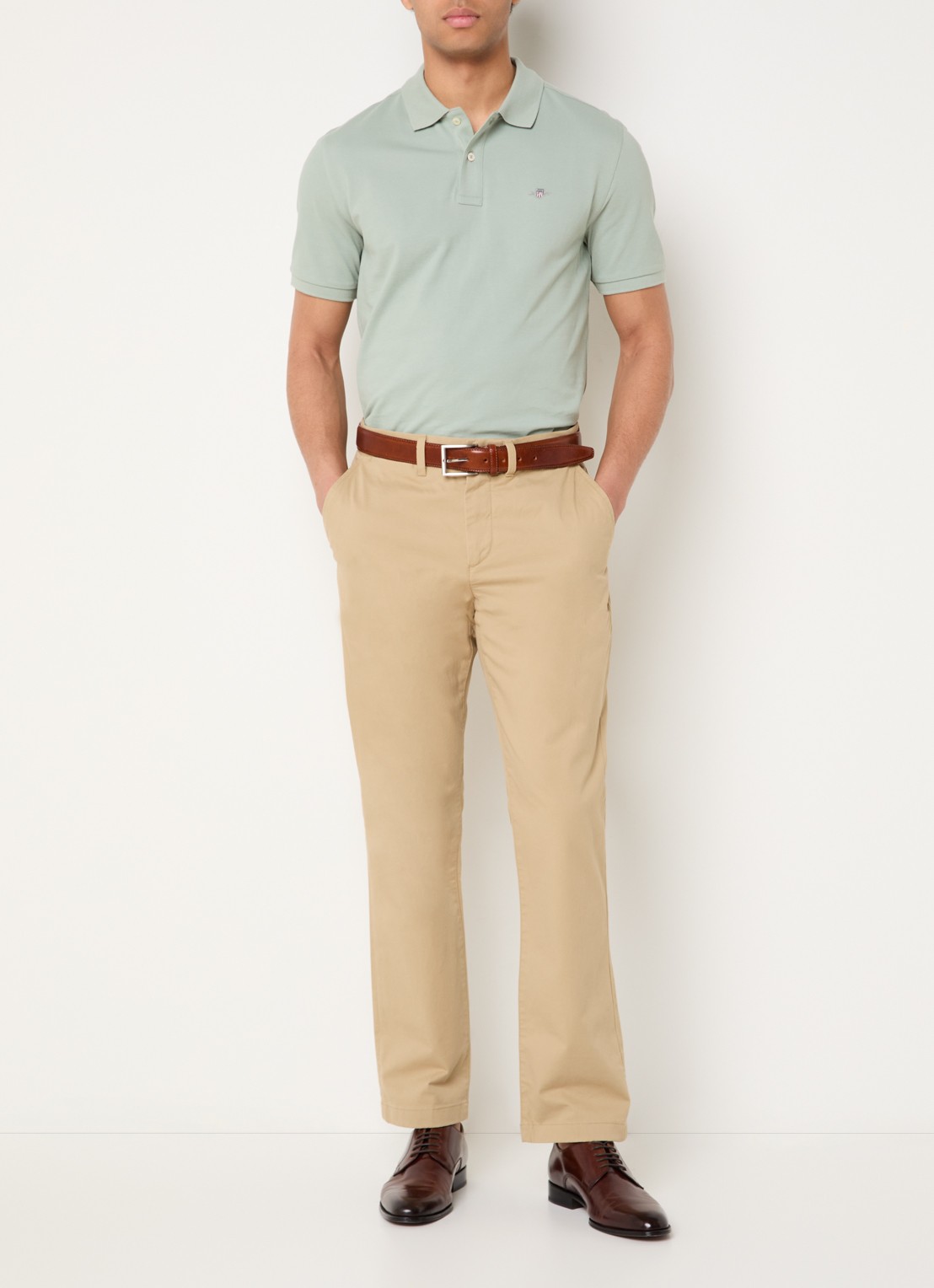 Gant Regular fit polo van piqué katoen met logo - voorkant 2 lindegroen