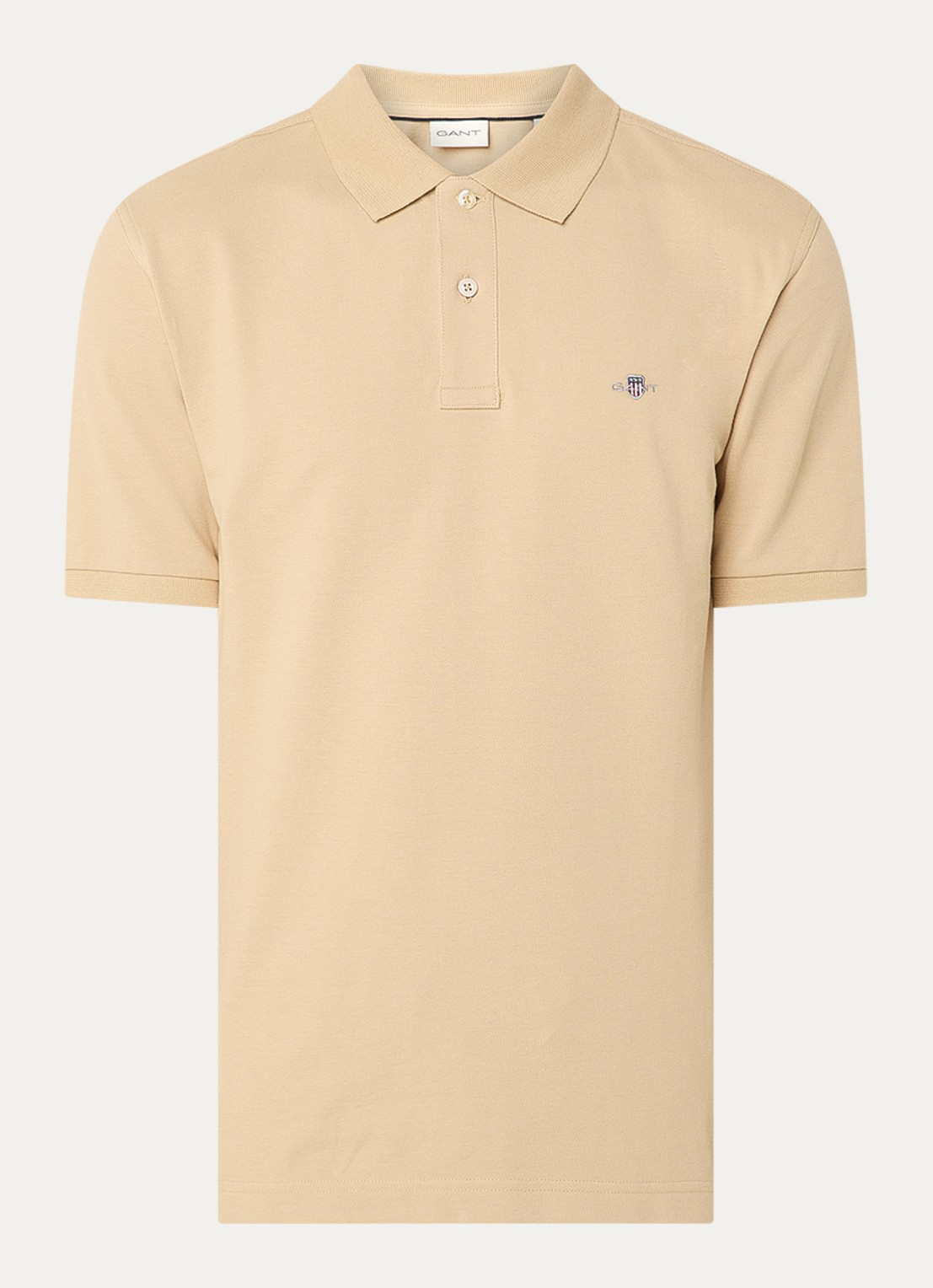 Gant Regular fit polo van piqué katoen met logo - voorkant 3 beige