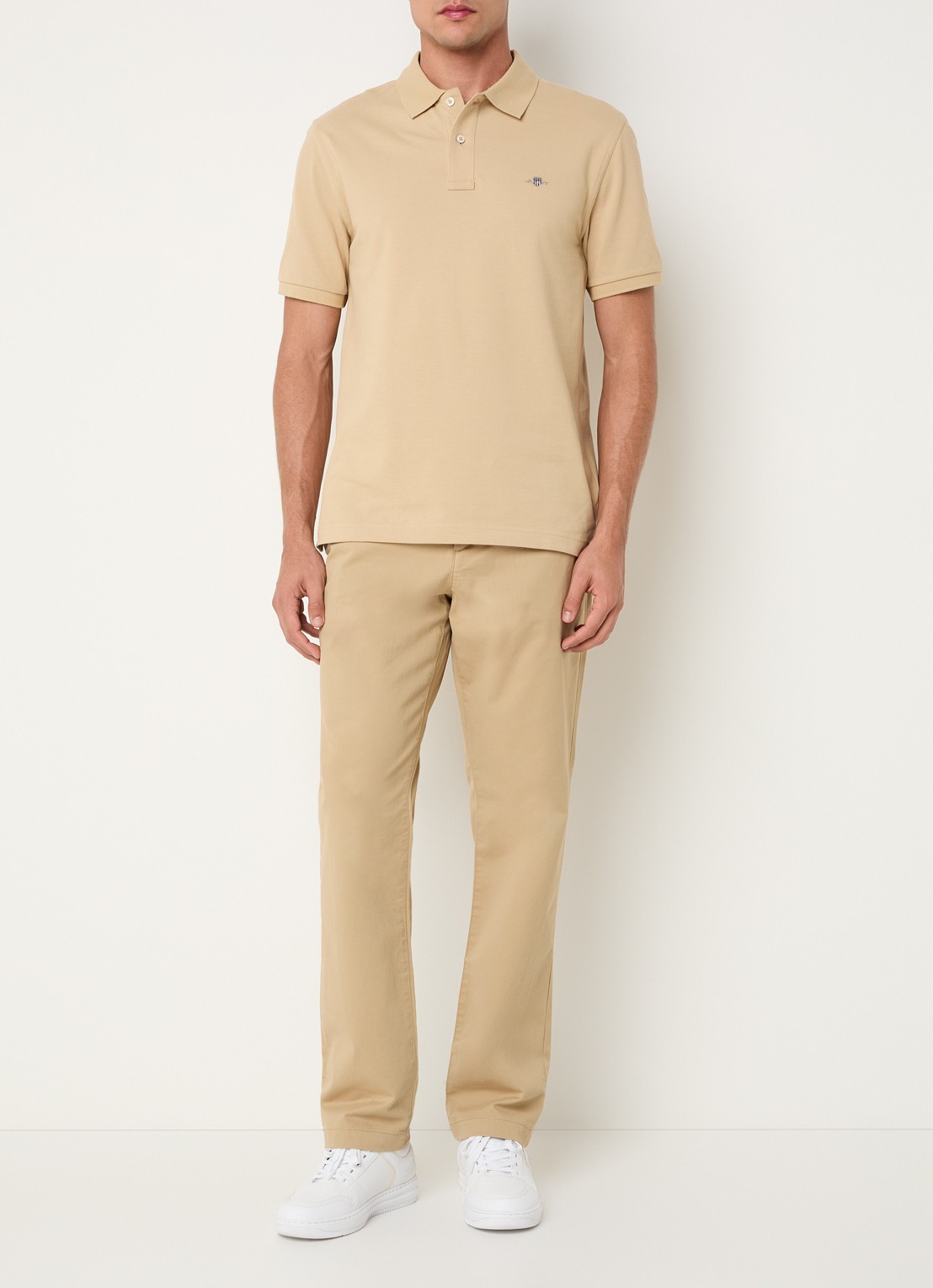 Gant Regular fit polo van piqué katoen met logo - voorkant 4 beige