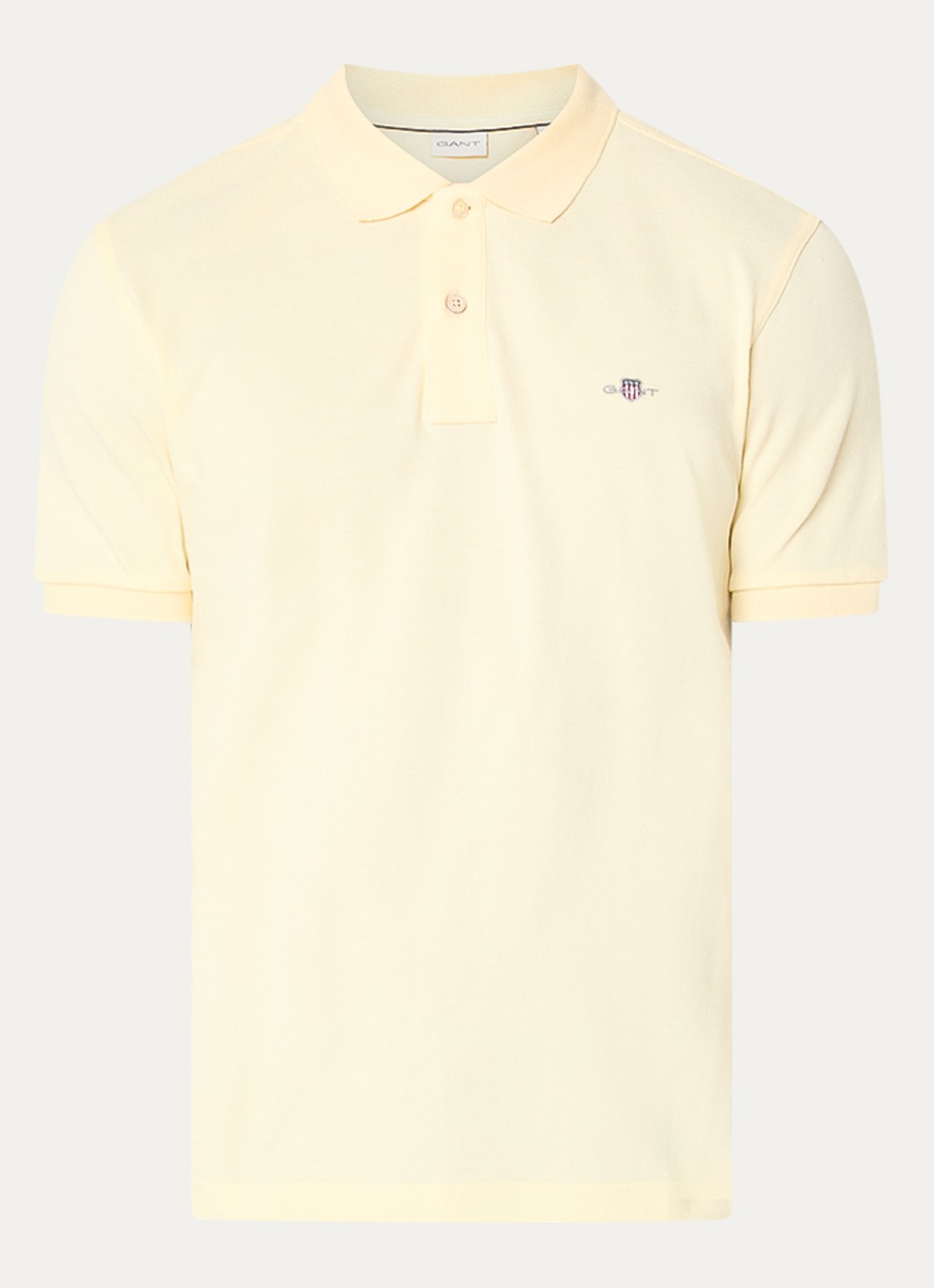 Gant Regular fit polo van piqué katoen met logo - voorkant 2 lichtgeel