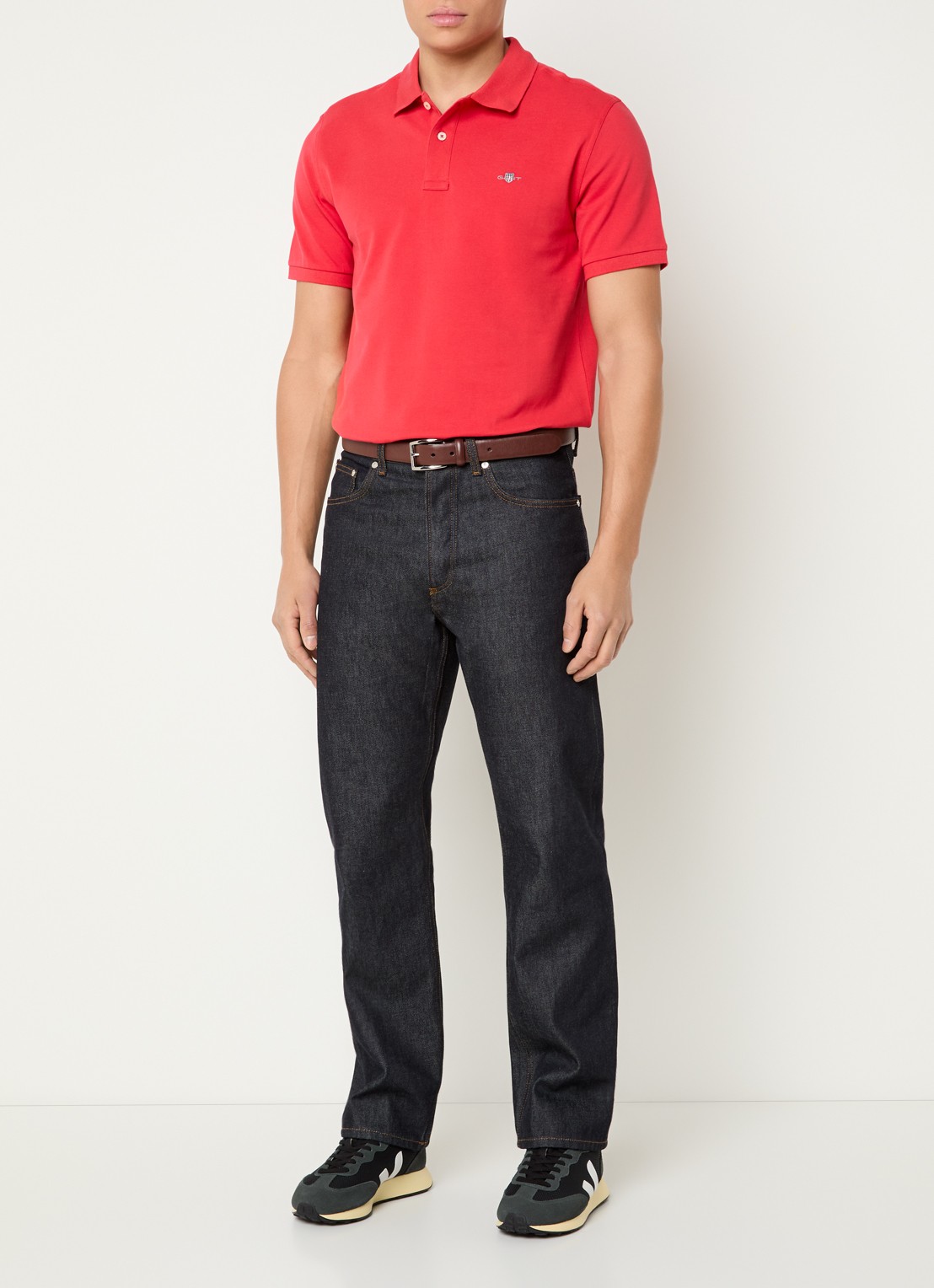 Gant Regular fit polo van piqué katoen met logo - voorkant 3 rood