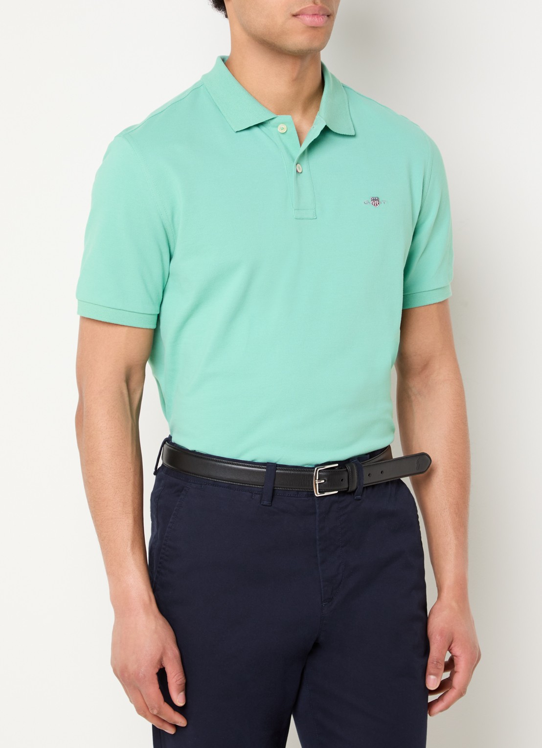 Gant Regular fit polo van piqué katoen met logo - detail 4 turquoise