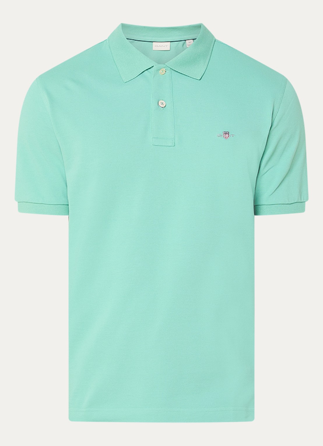 Gant Regular fit polo van piqué katoen met logo - voorkant 2 turquoise