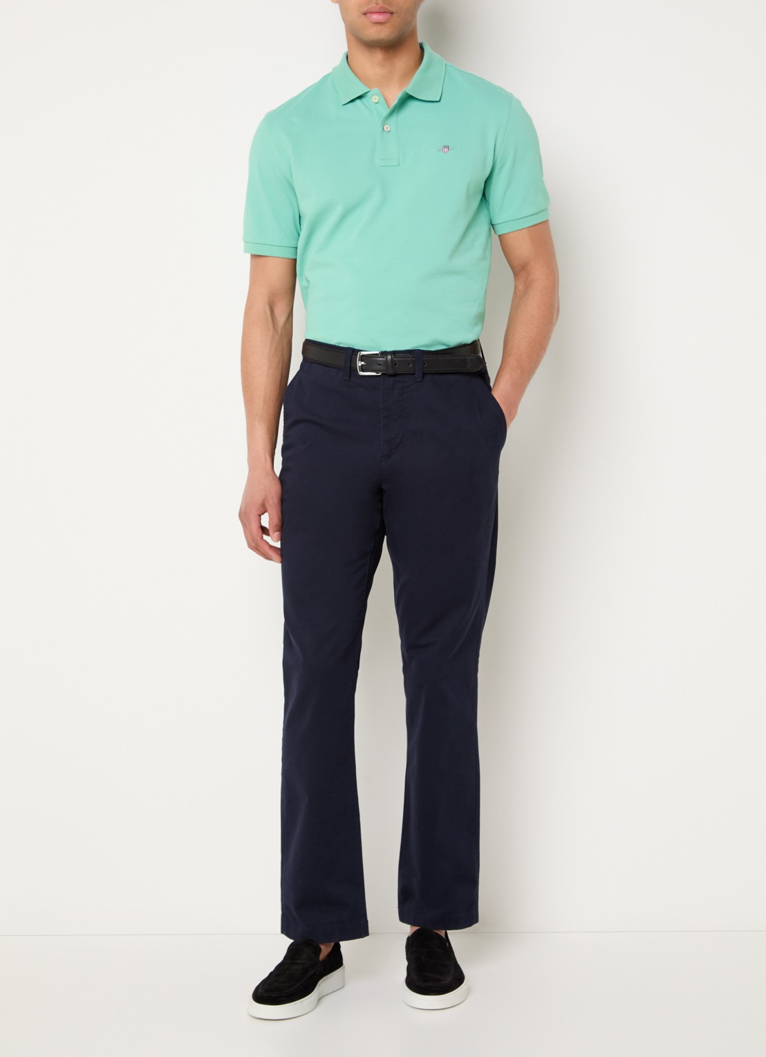 Gant Regular fit polo van piqué katoen met logo - voorkant 3 turquoise