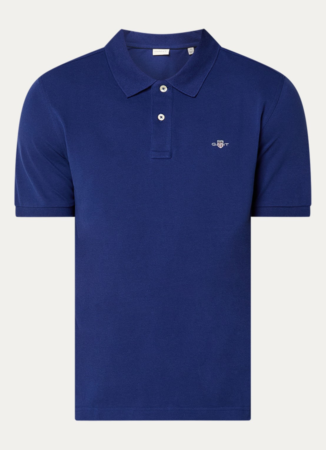Gant Regular fit polo van piqué katoen met logo - voorkant donkerblauw