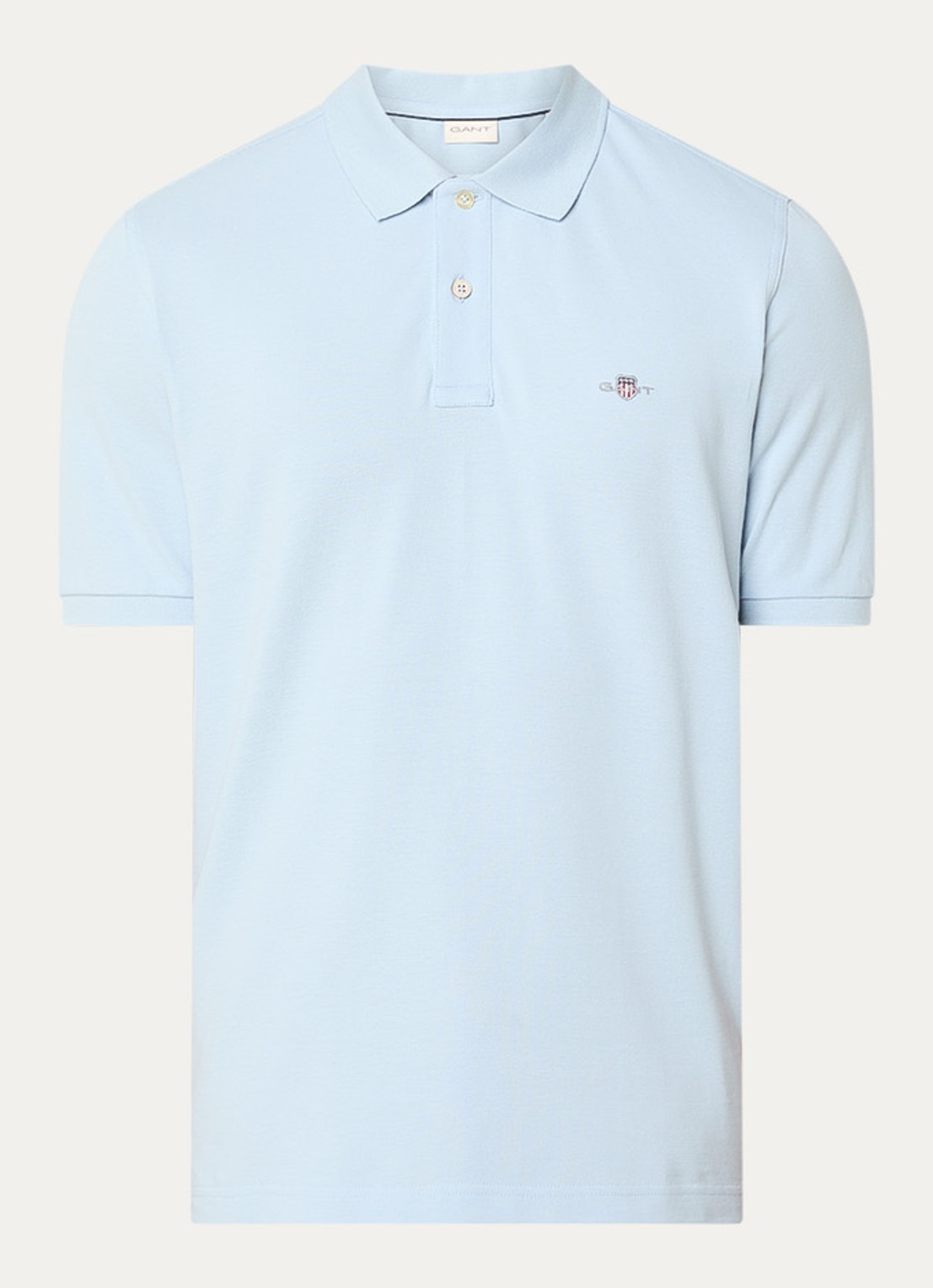 Gant Regular fit polo van piqué katoen met logo - voorkant lichtblauw