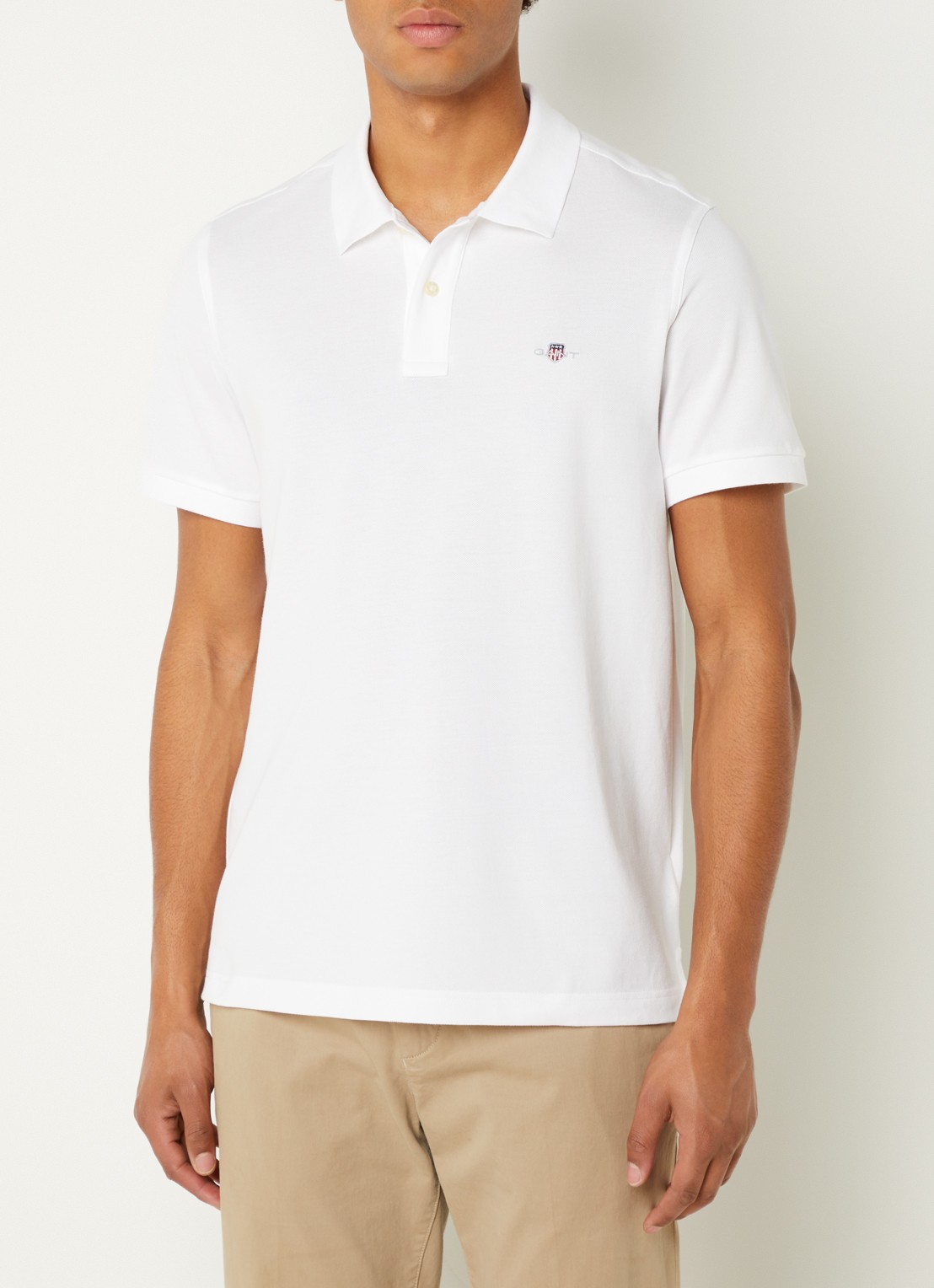 Gant Regular fit polo van piqué katoen met logo - detail 2 wit