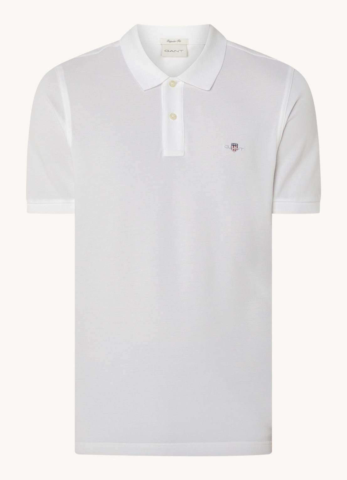 Gant Regular fit polo van piqué katoen met logo - voorkant 3 wit