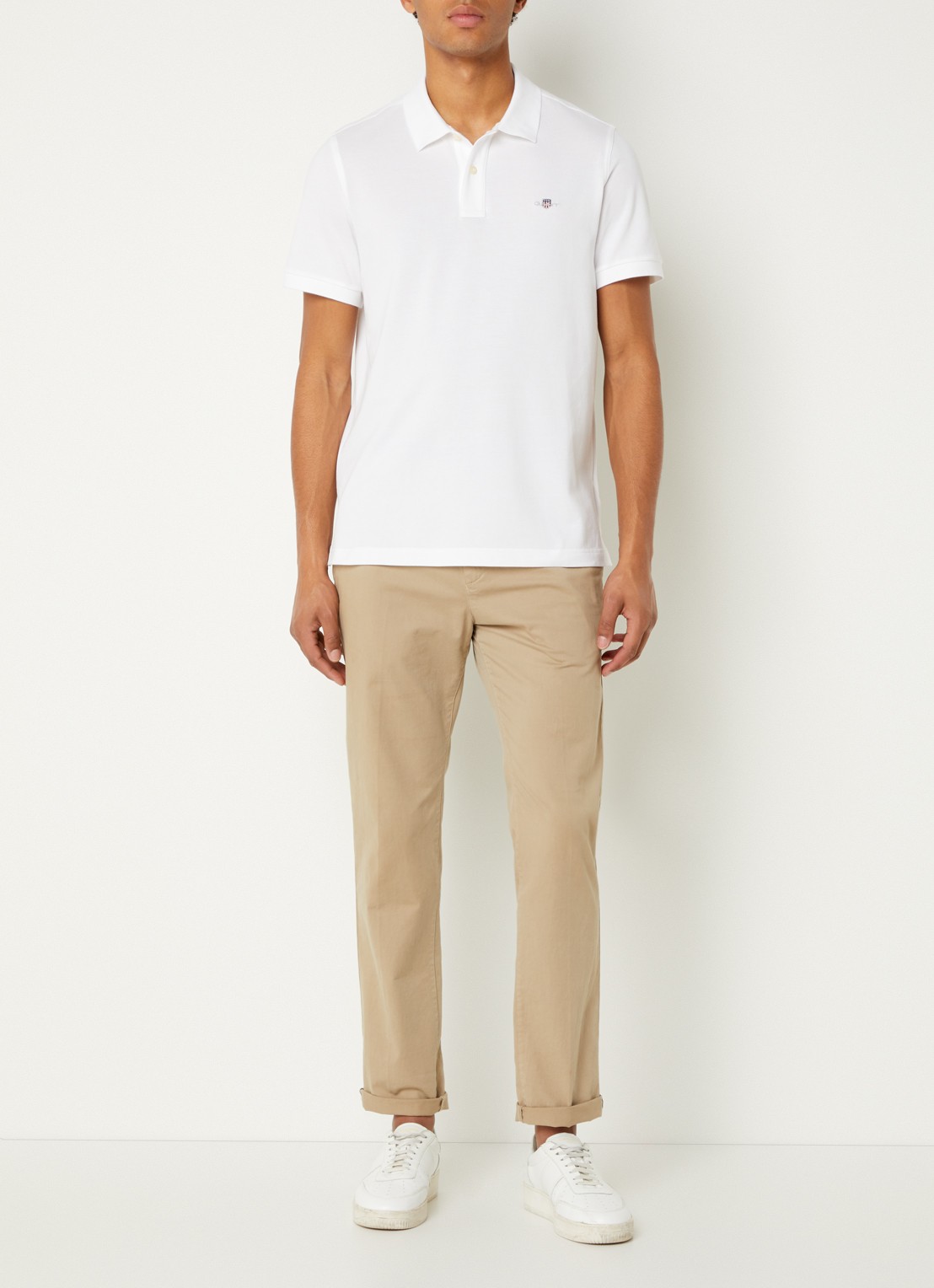 Gant Regular fit polo van piqué katoen met logo - voorkant 4 wit