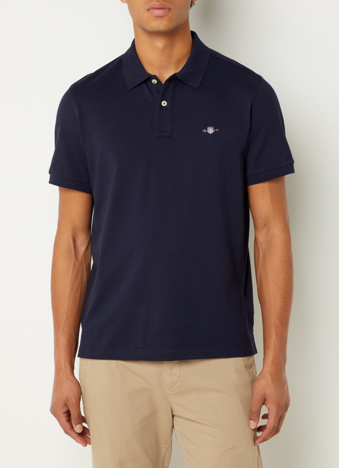 Gant Regular fit polo van piqué katoen met logo - detail 2 donkerblauw