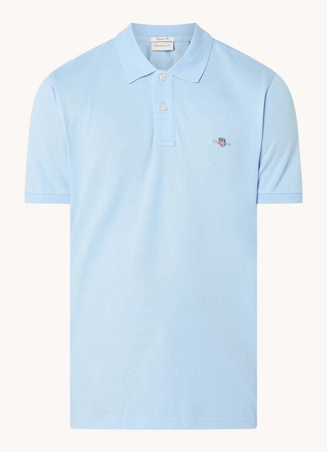 Gant Regular fit polo van piqué katoen met logo - voorkant 2 lichtblauw