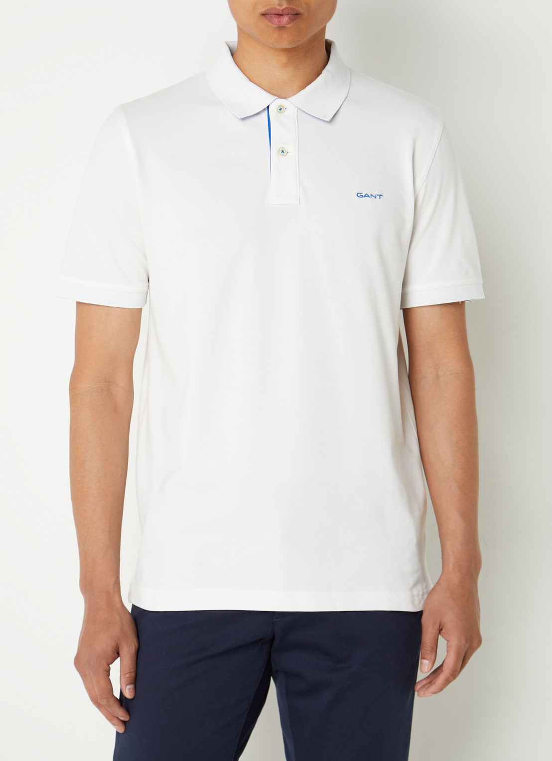 Gant Regular fit polo van piqué katoen met logoborduring - detail 4 gebroken wit