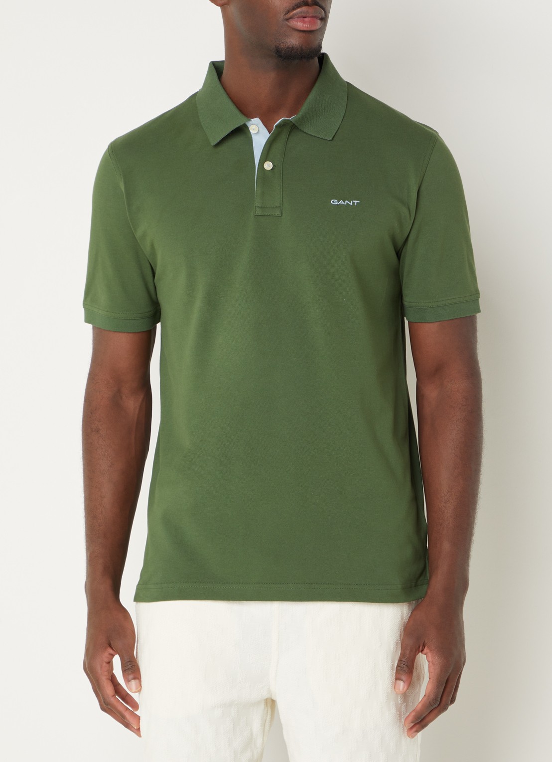 Gant Regular fit polo van piqué katoen met logoborduring - detail legergroen