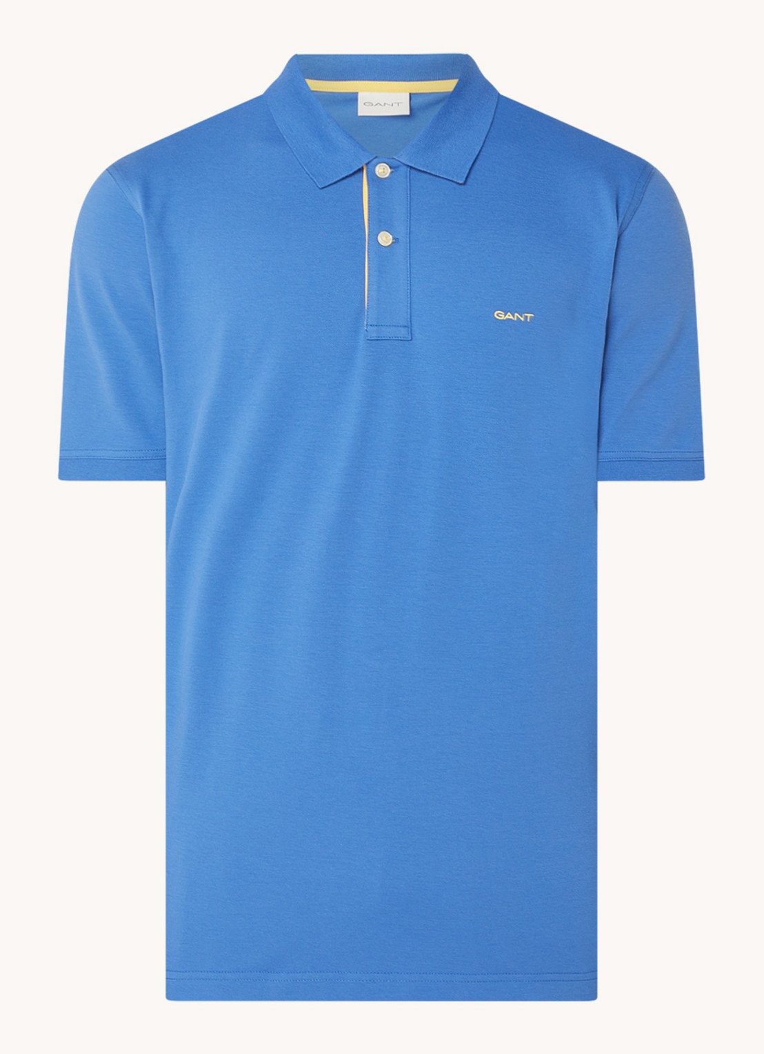 Gant Regular fit polo van piqué katoen met logoborduring - voorkant 2 blauw