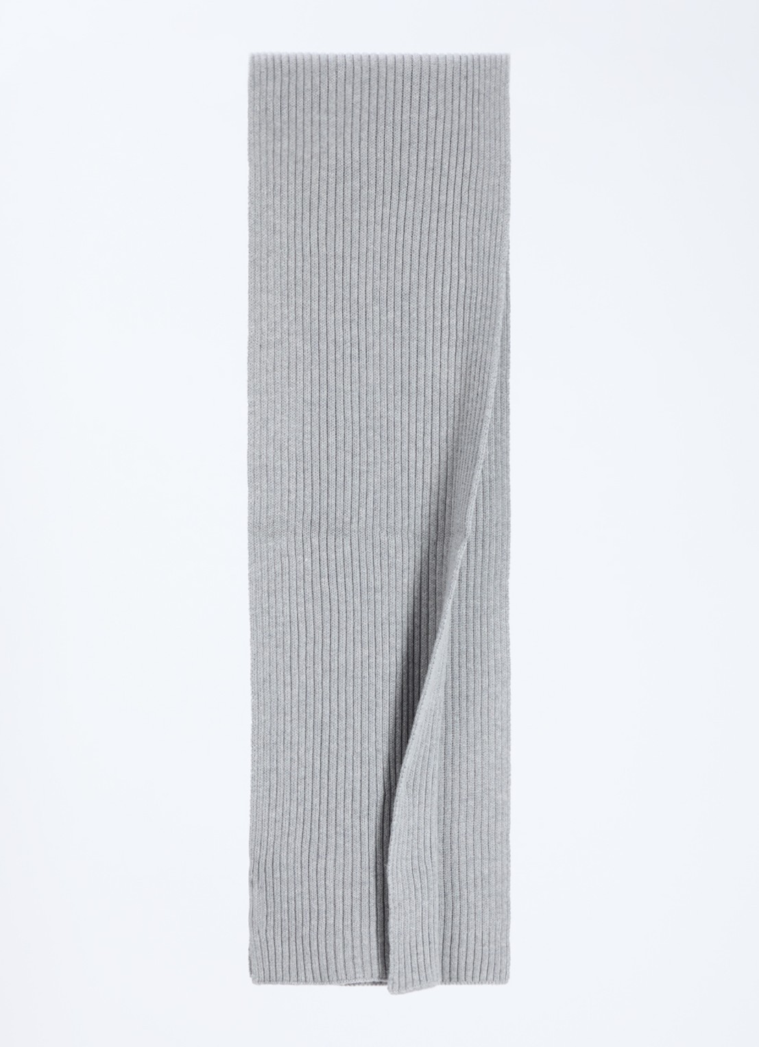 Gant Ribgebreide sjaal in katoenblend met logo 200 x 30 cm  - detail 2 grijsmele