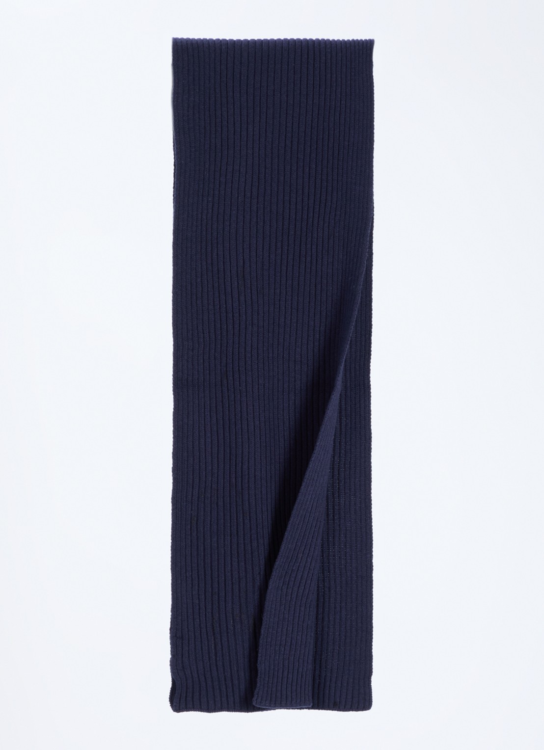 Gant Ribgebreide sjaal in katoenblend met logo 200 x 30 cm  - detail 2 donkerblauw