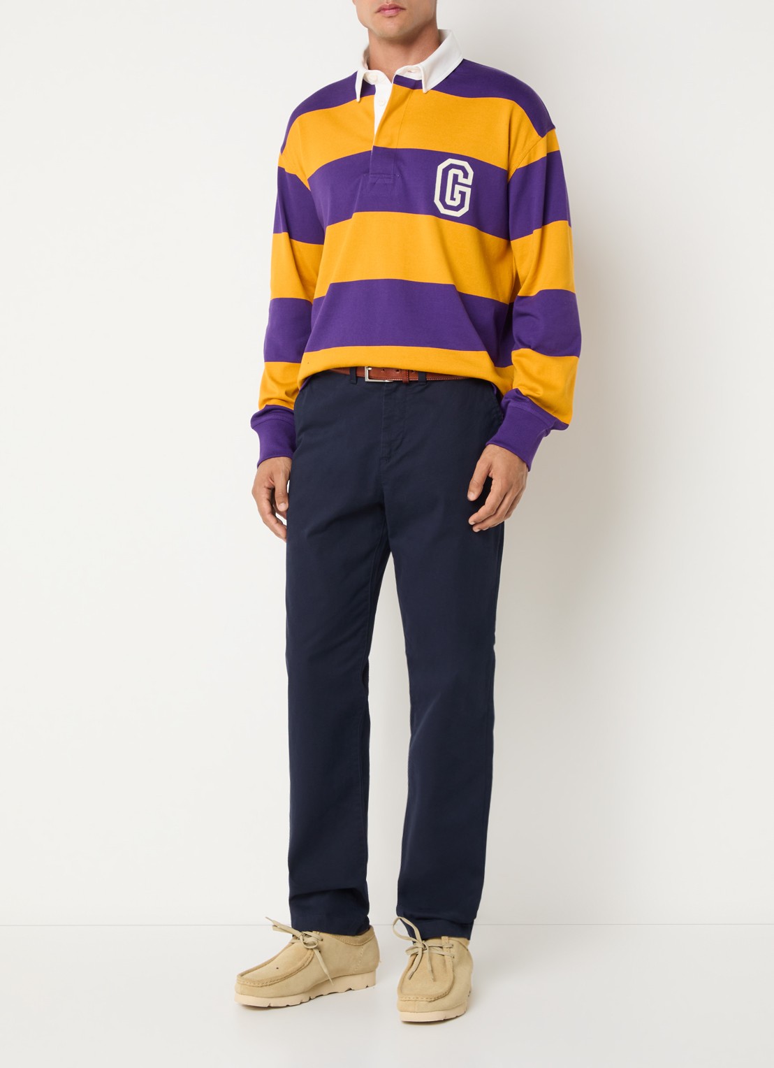 Gant Rugger regular fit polo met logo- en backprint - voorkant 3 oranje