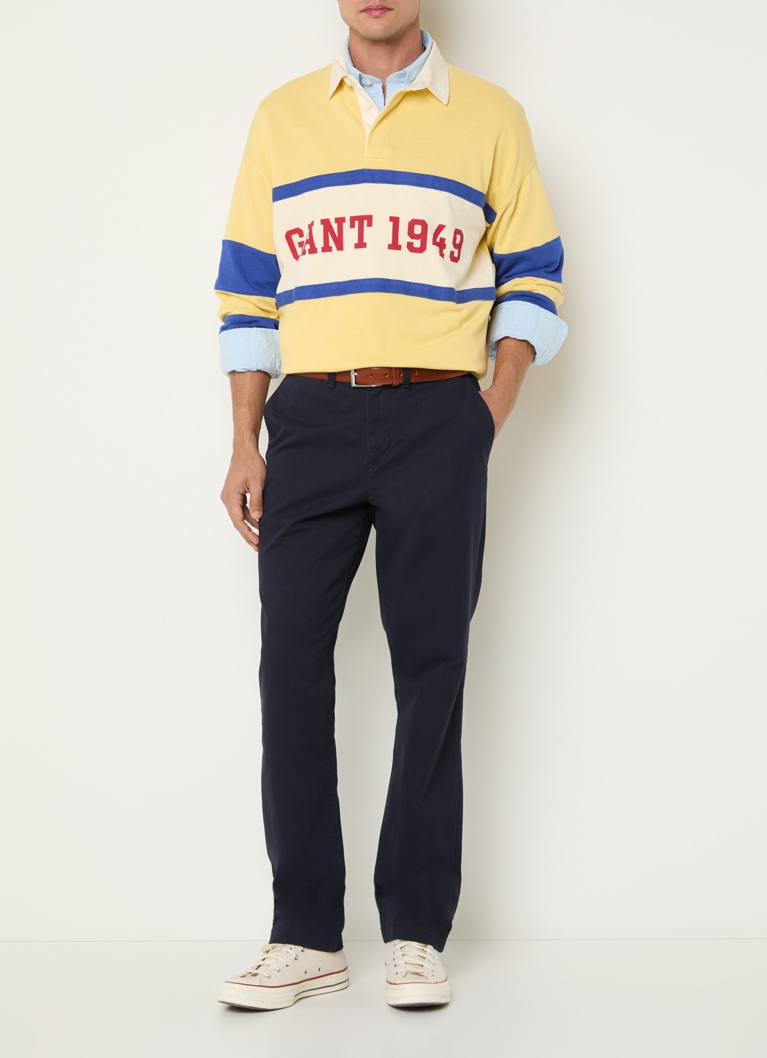 Gant Rugger regular fit polo met logo - voorkant 3 okergeel