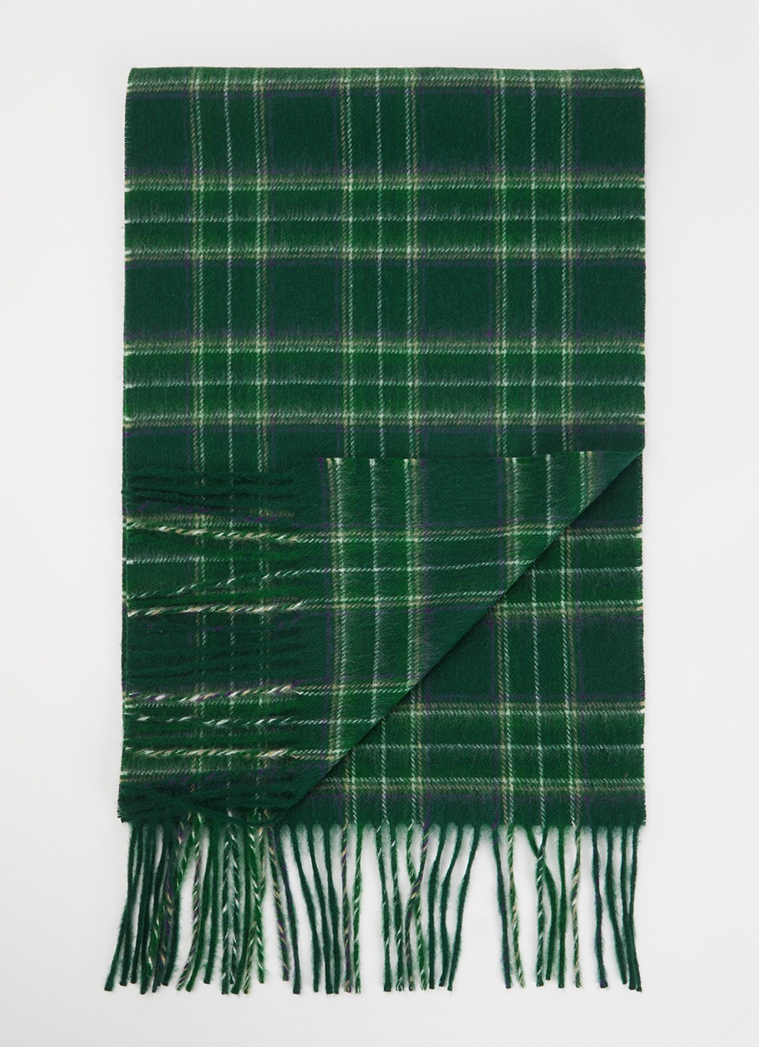 Gant Sjaal van merino wol met ruitdessin 180 x 30 cm - voorkant 3 groen