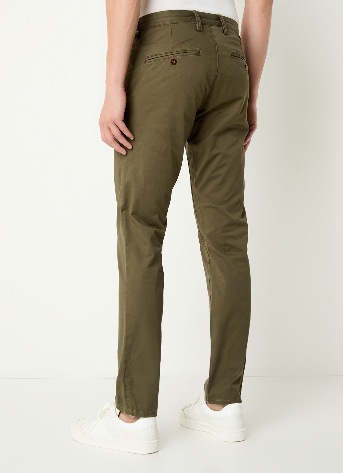 Gant Slim fit chino in  katoenblend met steekzakken - achterkant 3 mosgroen