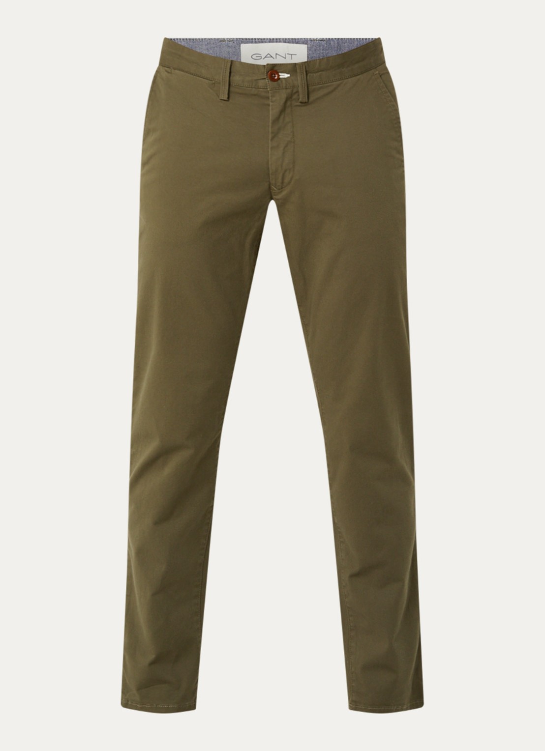 Gant Slim fit chino in  katoenblend met steekzakken - voorkant 4 mosgroen