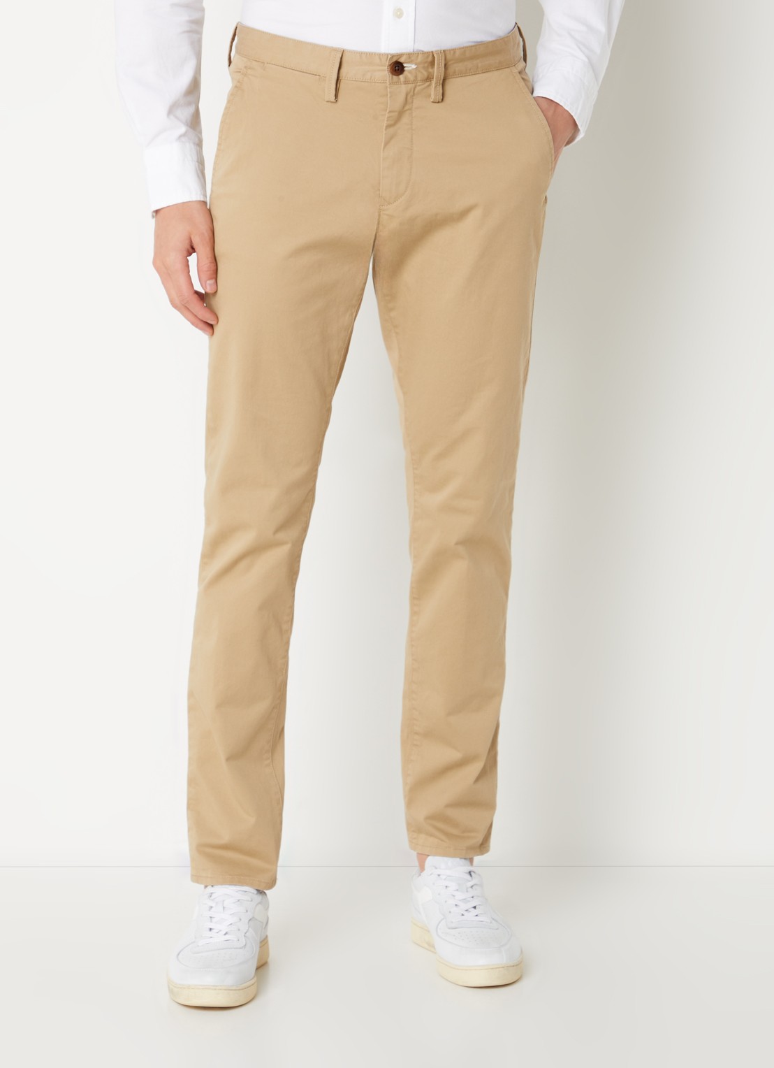 Gant Slim fit chino in  katoenblend met steekzakken - detail khaki