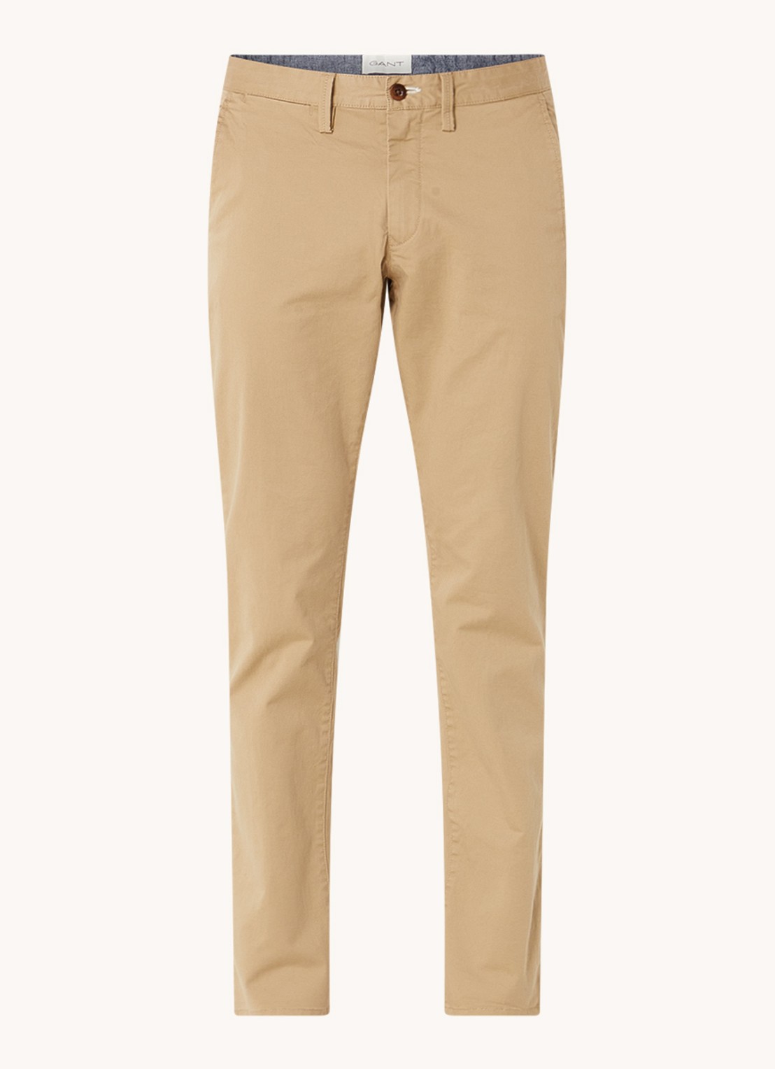 Gant Slim fit chino in  katoenblend met steekzakken - voorkant 3 khaki