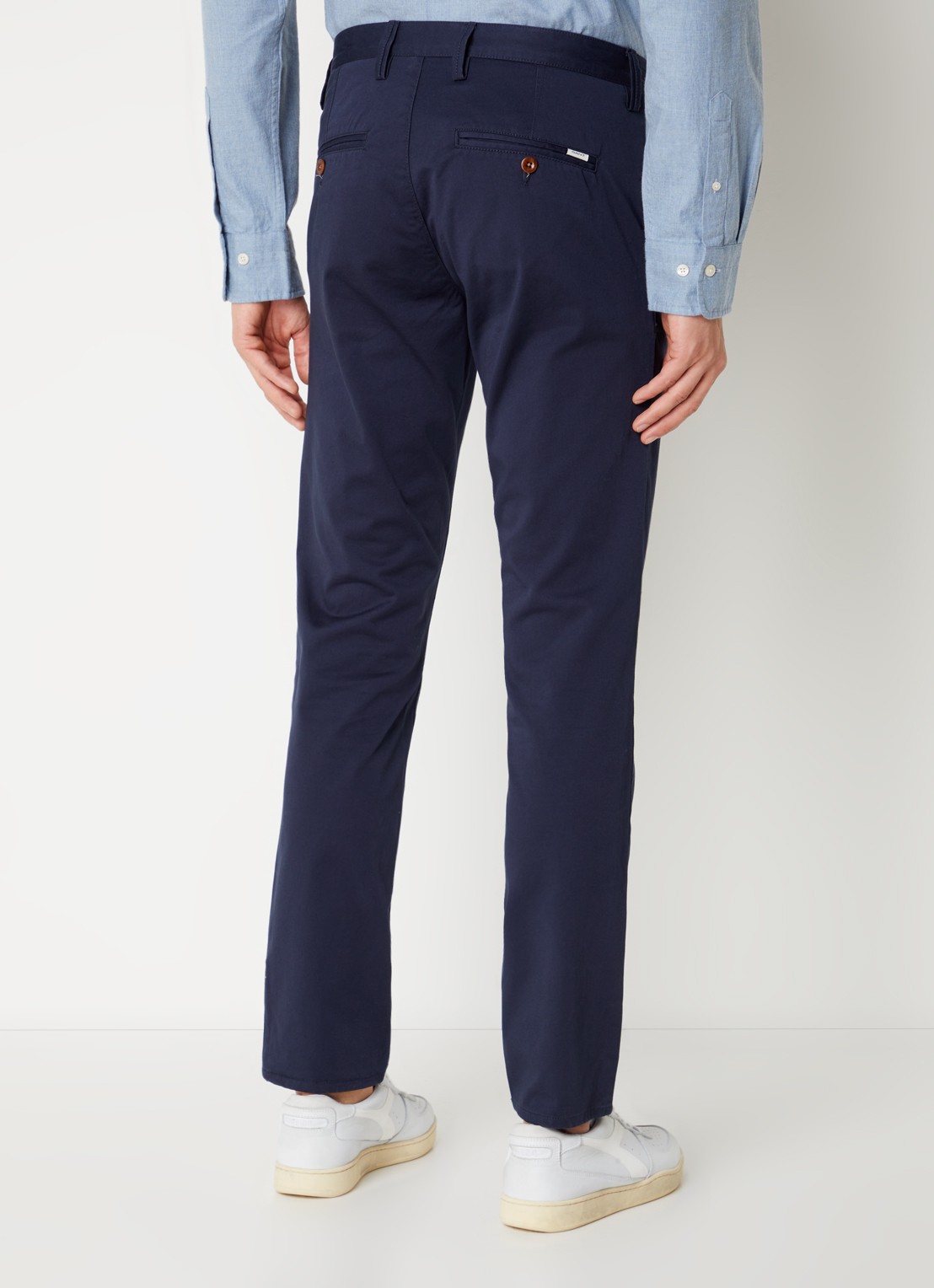 Gant Slim fit chino in  katoenblend met steekzakken - achterkant donkerblauw