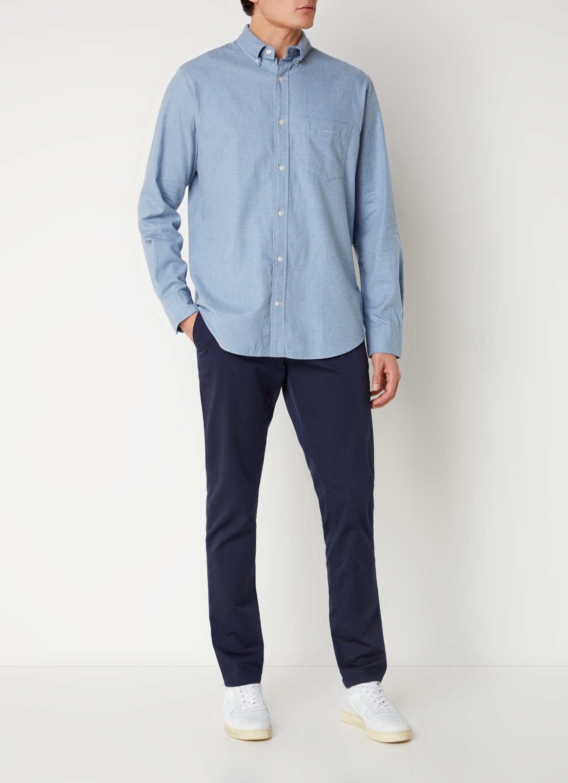 Gant Slim fit chino in  katoenblend met steekzakken - voorkant 5 donkerblauw