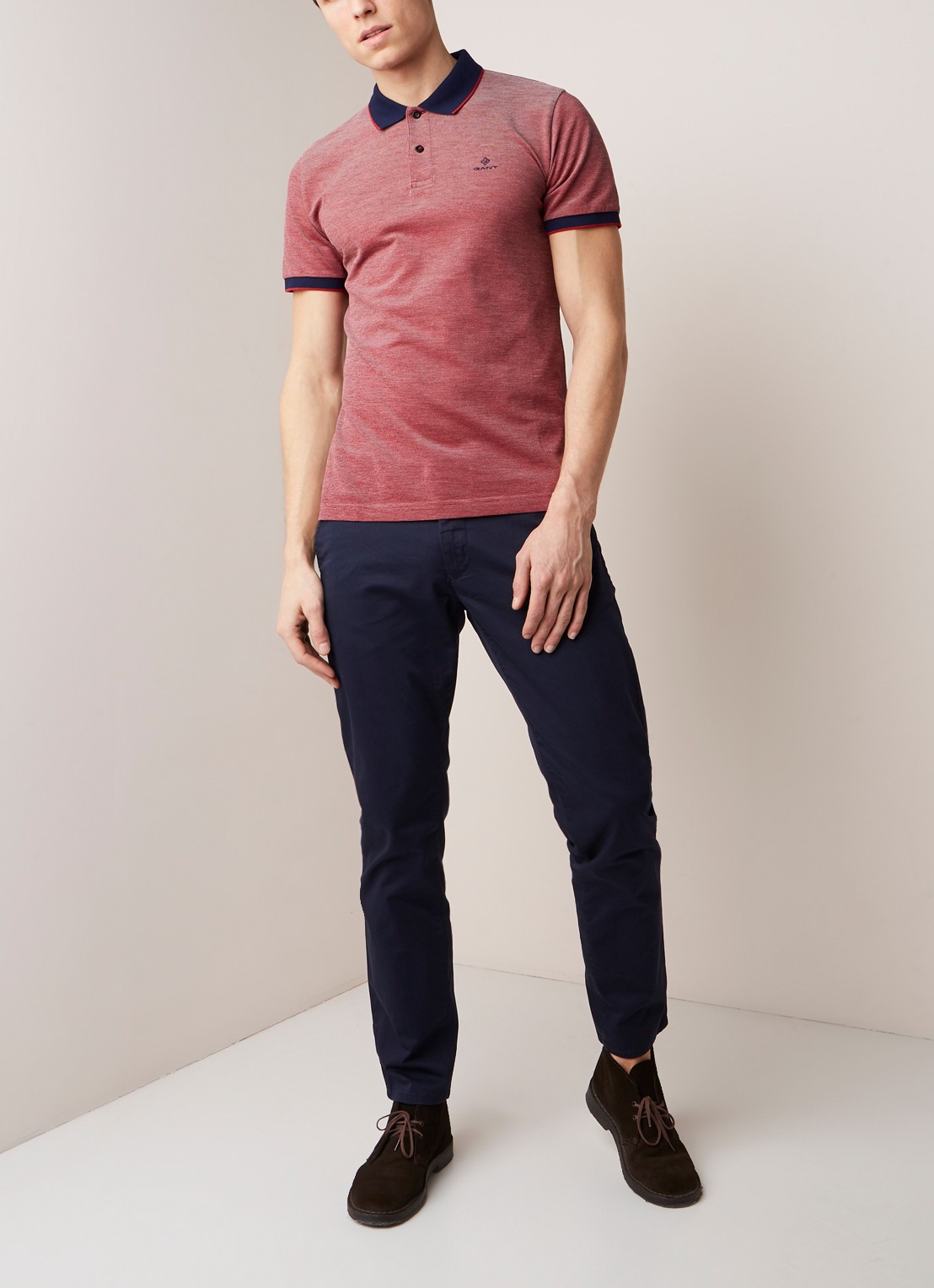 Gant Slim fit chino van katoen - voorkant 3 blauw