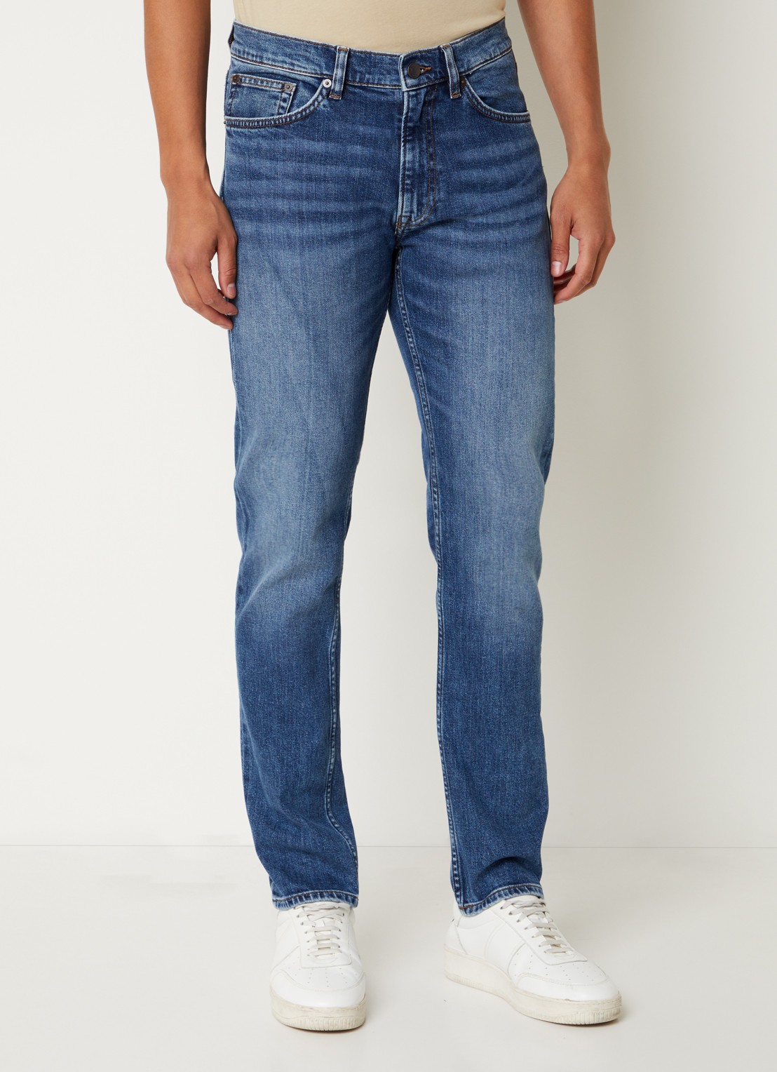 Gant Slim fit jeans met steekzakken - detail 4 indigo