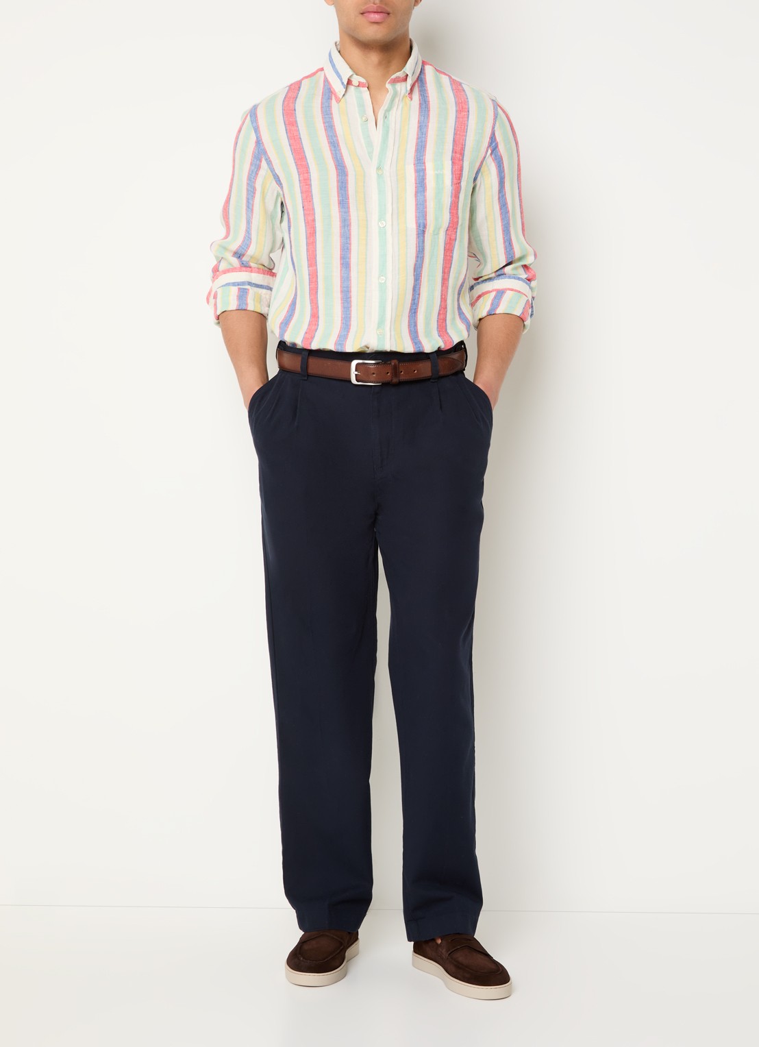 Gant Straight fit chino met steekzakken - voorkant 3 donkerblauw
