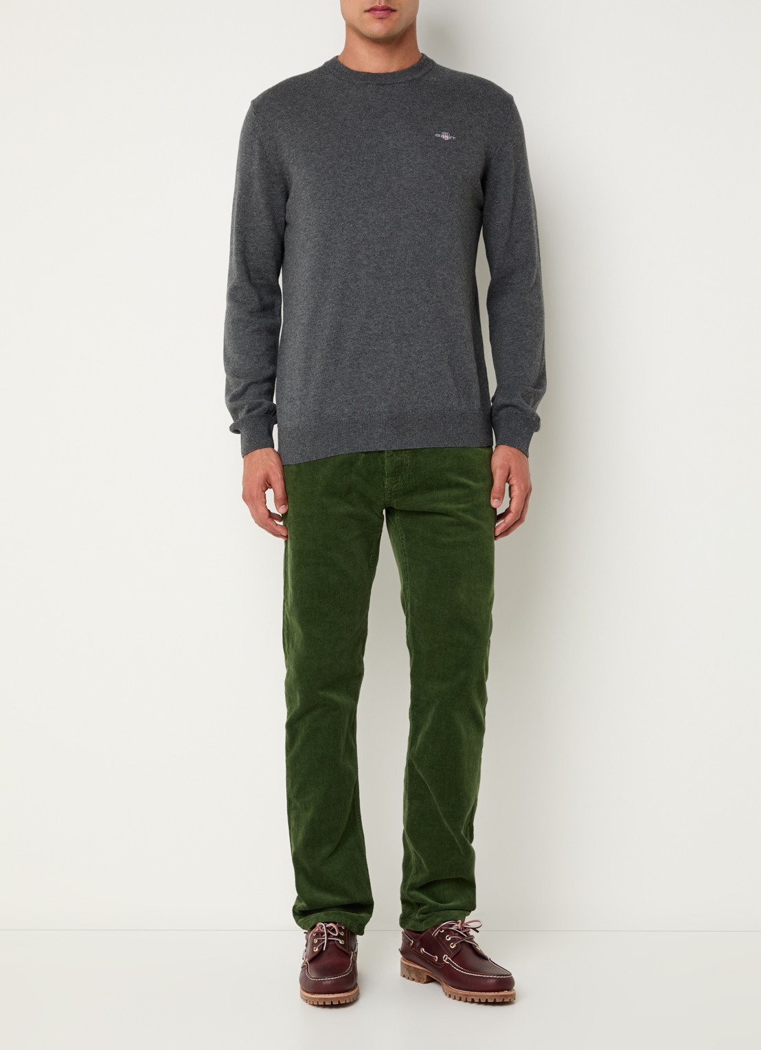 Gant Straight fit chino van corduroy  - voorkant 2 donkergroen