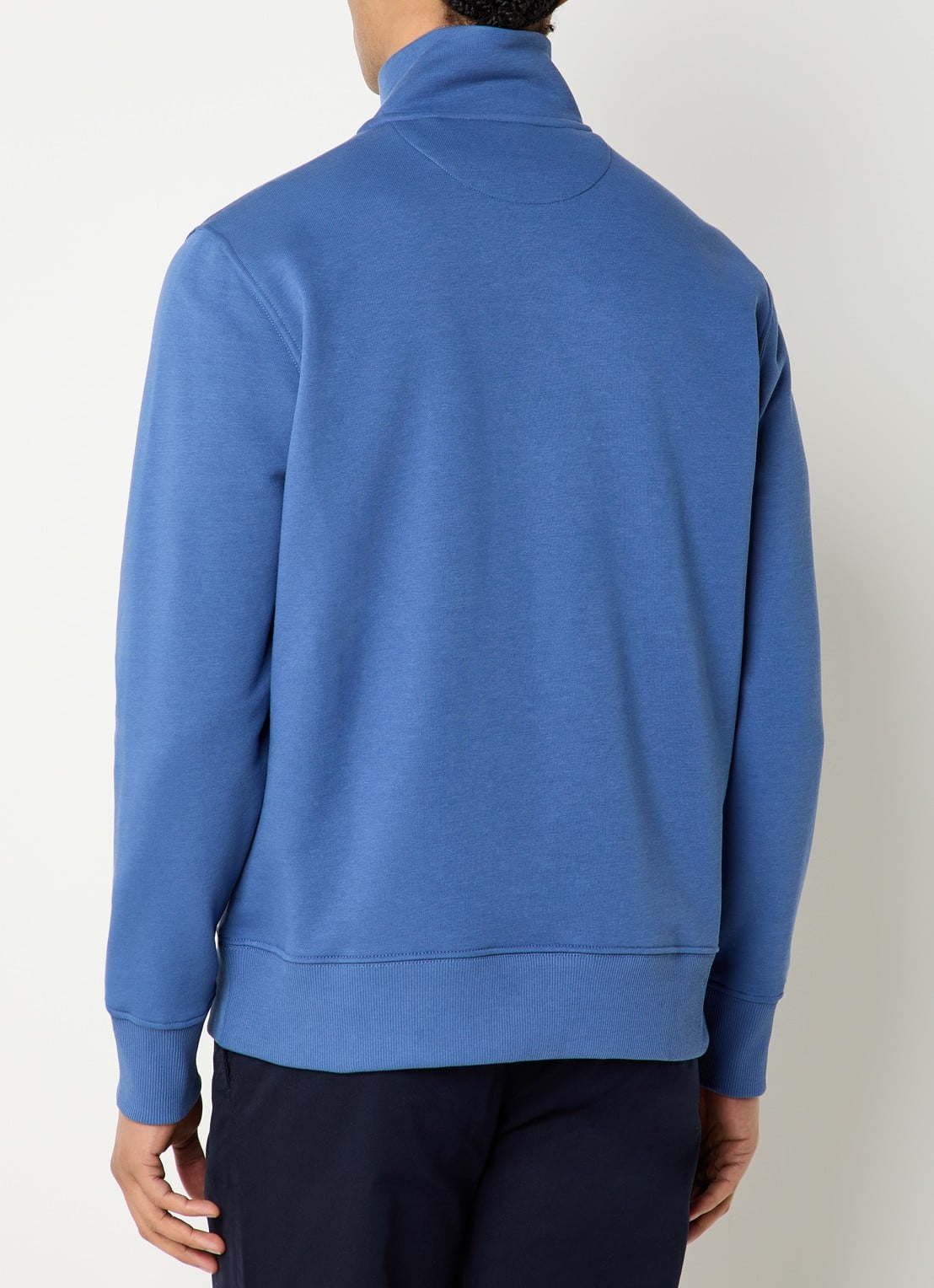 Gant Sweater met logo en halve rits - achterkant indigo