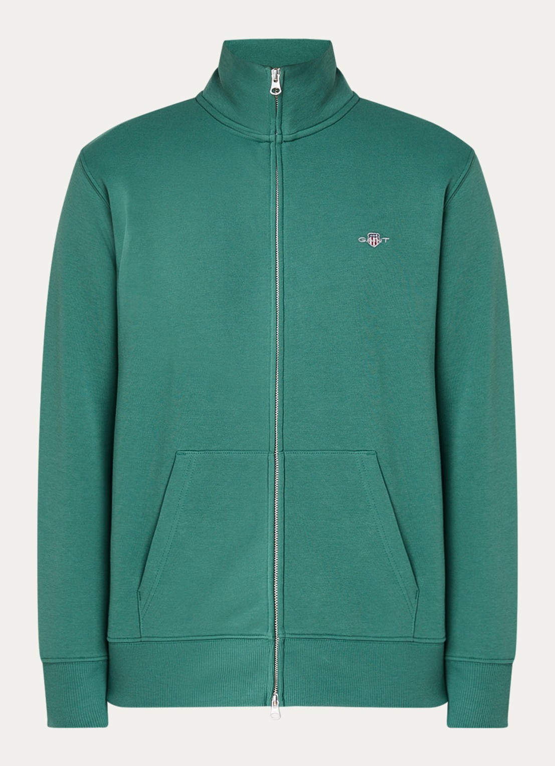 Gant Sweatvest met logo - voorkant 2 donkergroen