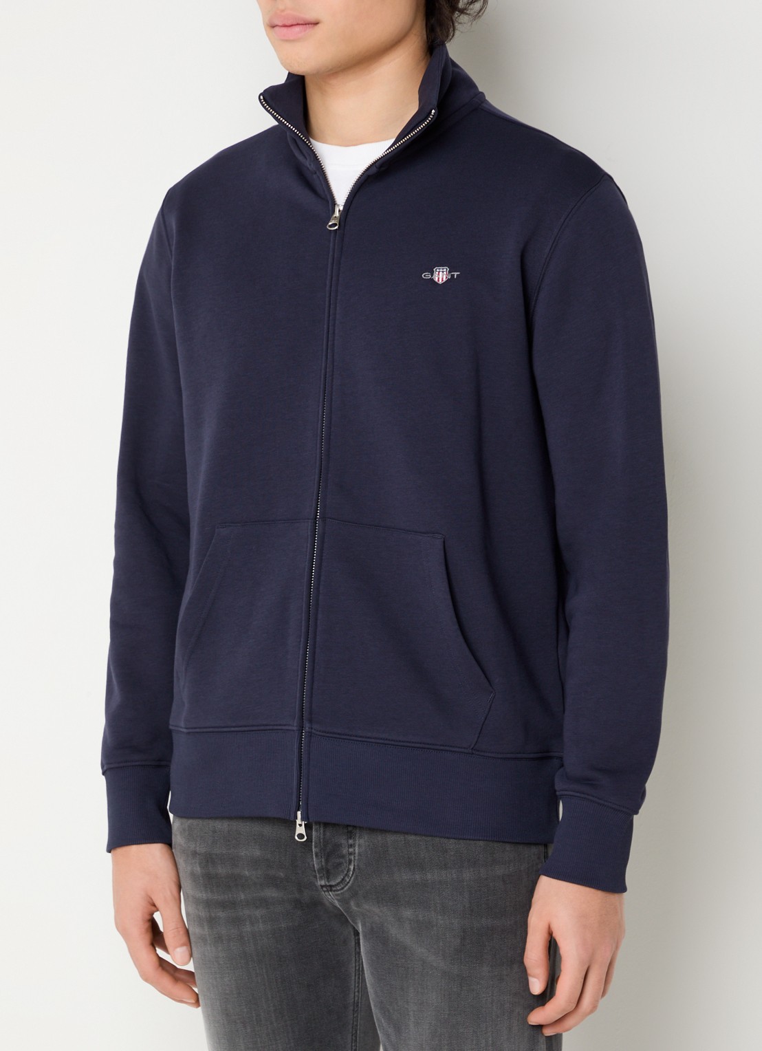 Gant Sweatvest met logo - detail 4 donkerblauw