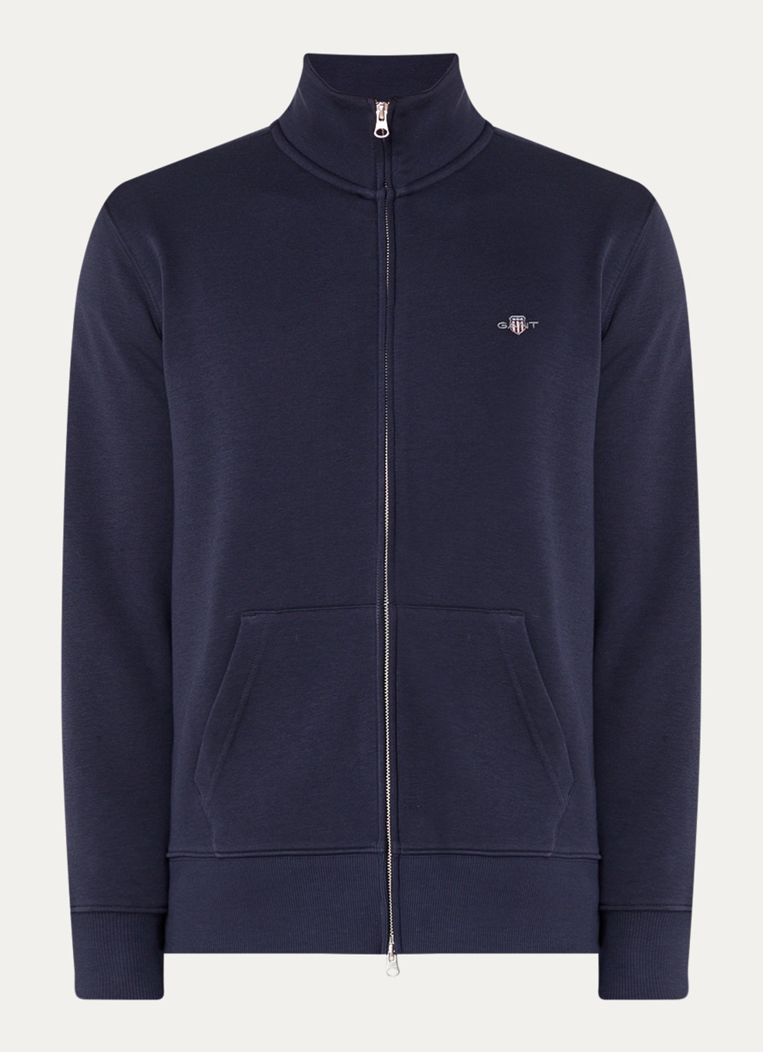 Gant Sweatvest met logo - voorkant 2 donkerblauw