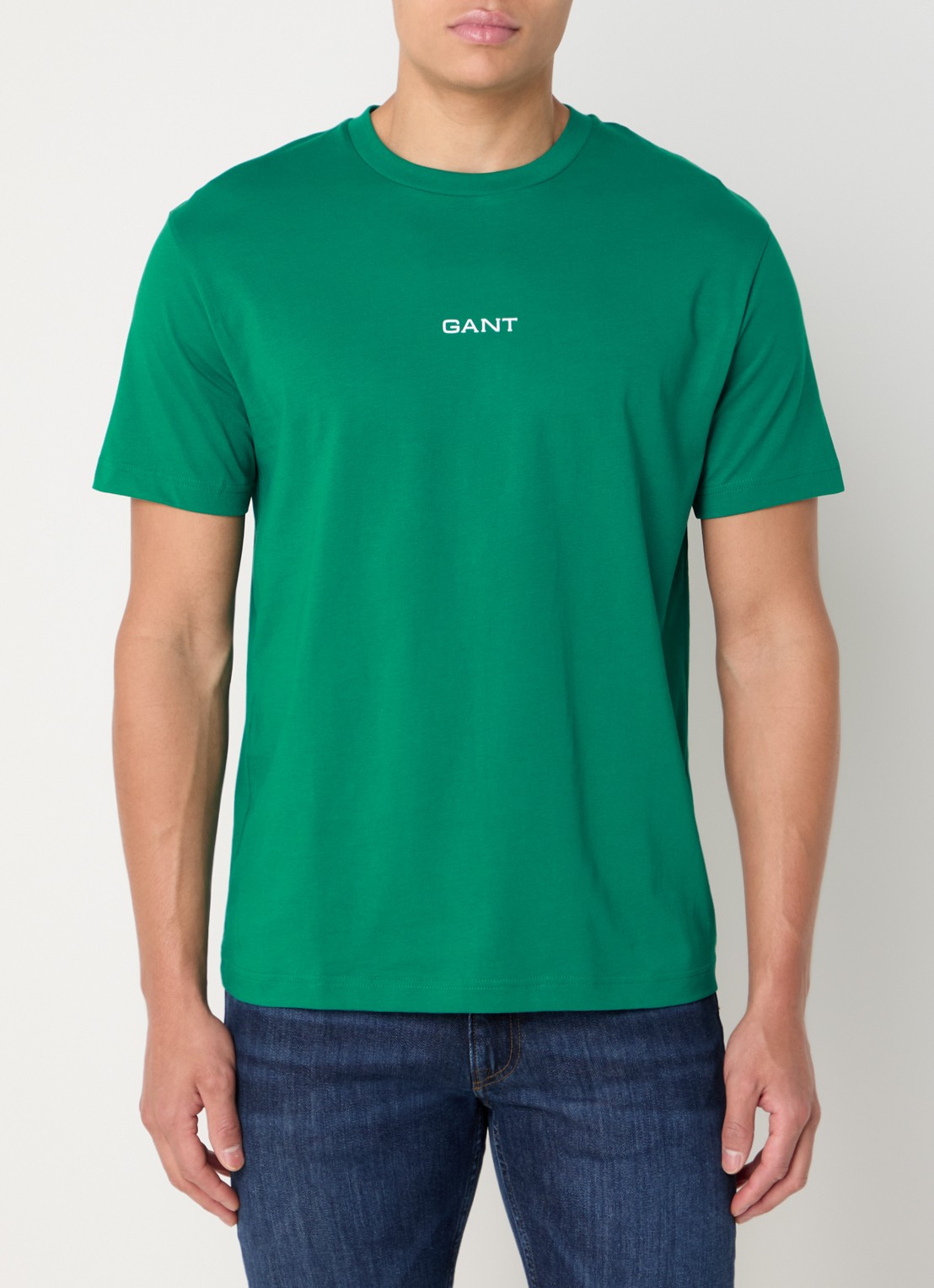 Gant T-shirt met logo - detail 2 donkergroen