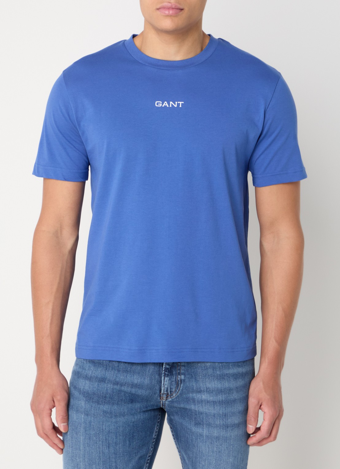 Gant T-shirt met logo - detail 4 blauw