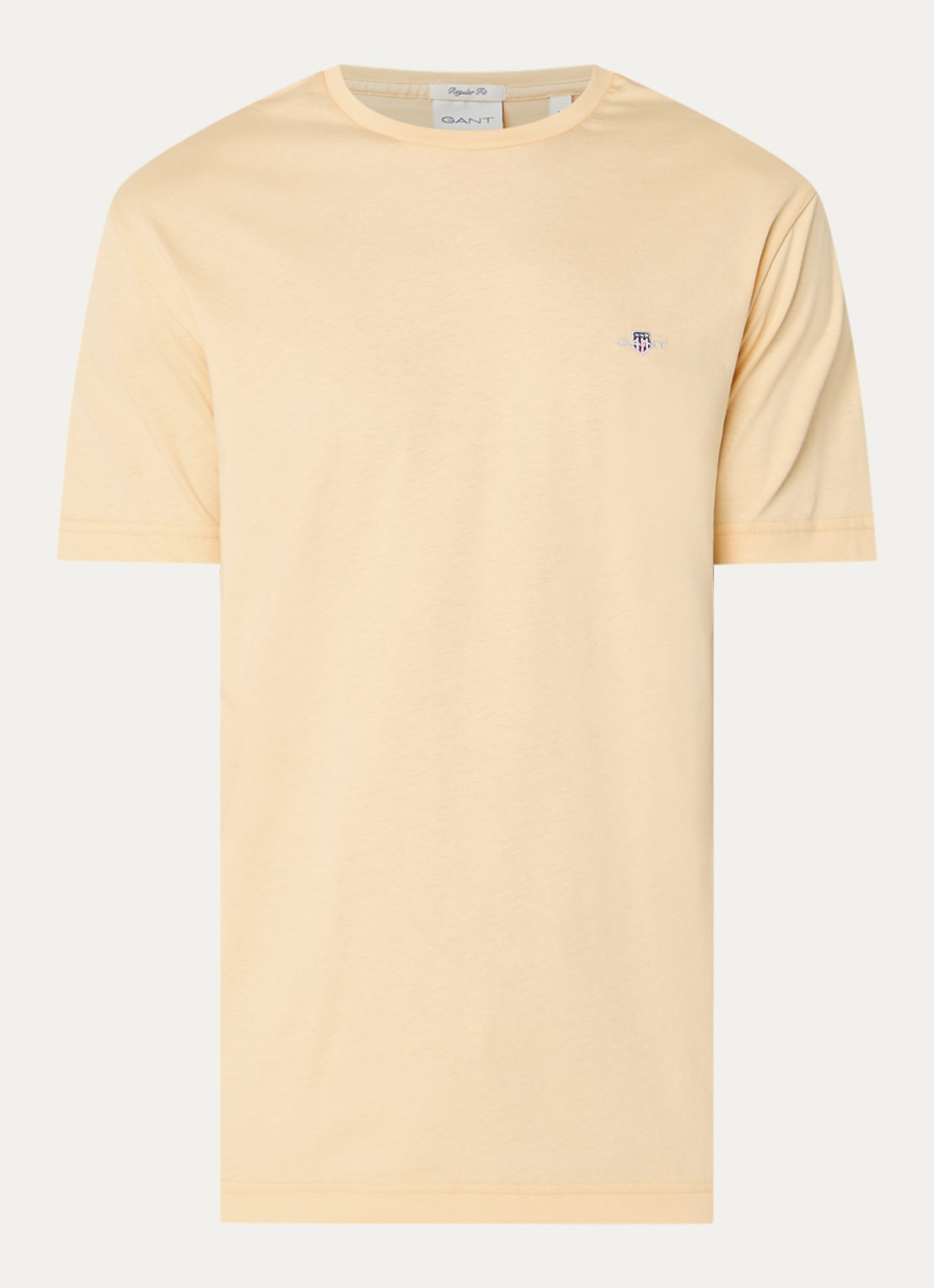 Gant T-shirt met logo - voorkant 2 lichtgeel
