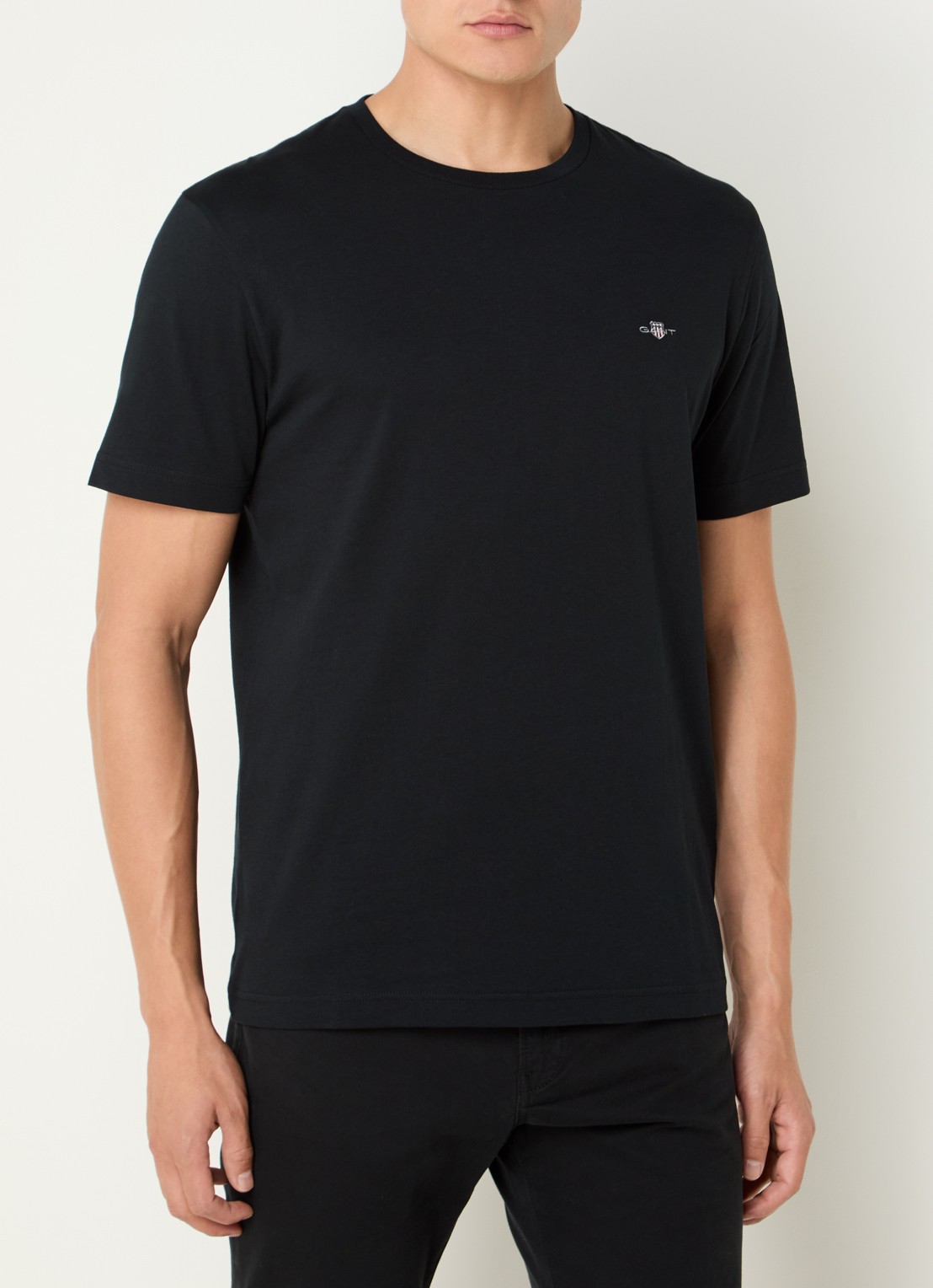 Gant T-shirt met logo - detail zwart