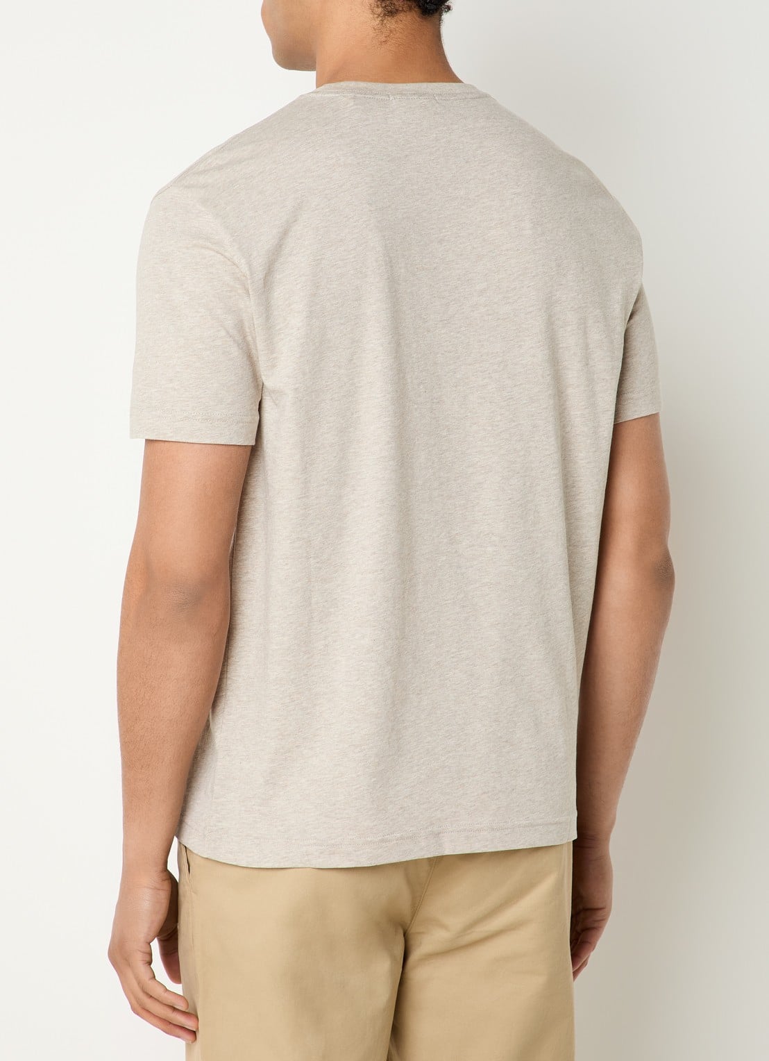 Gant T-shirt met logoborduring - achterkant 3 naturel
