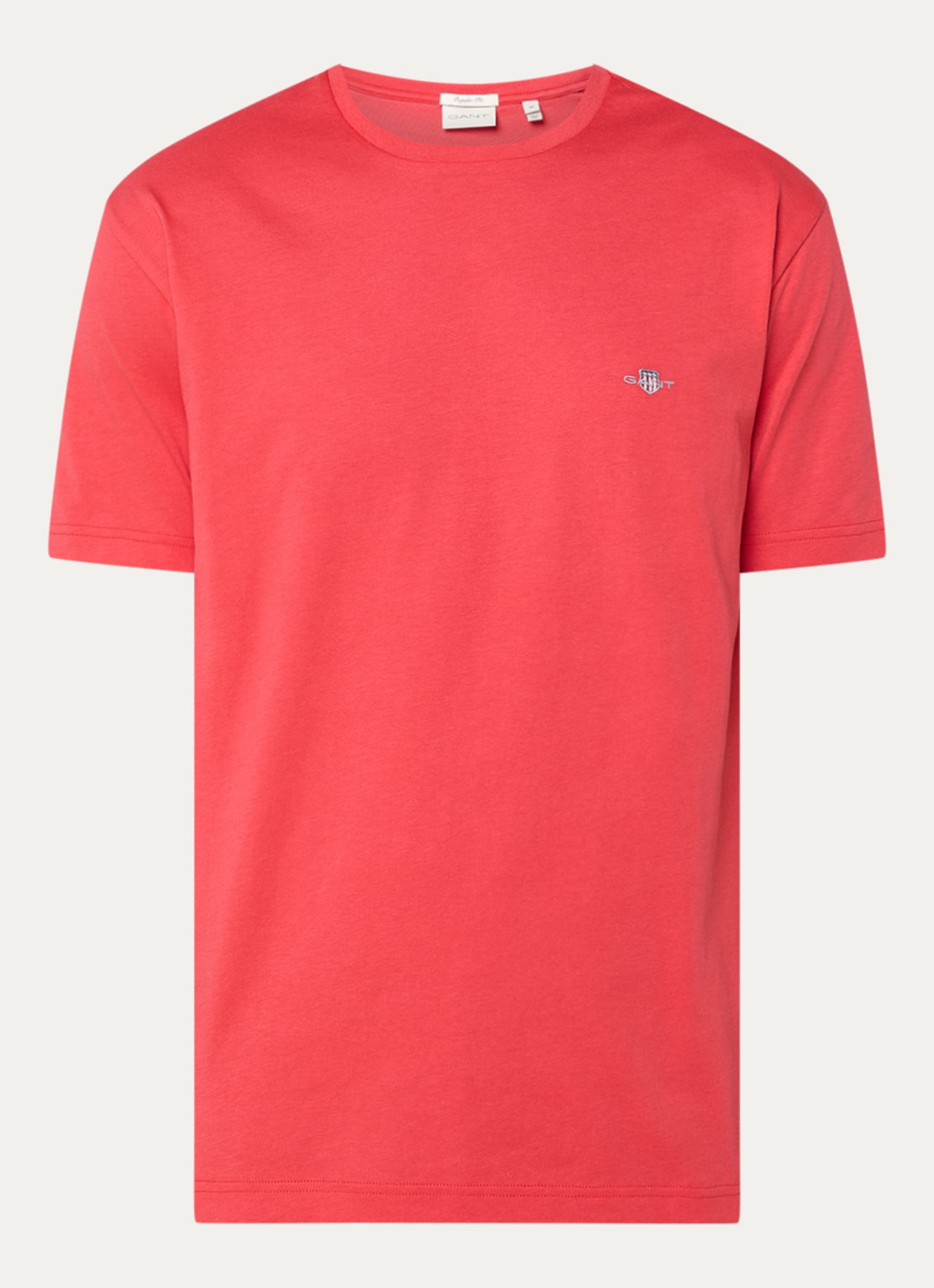Gant T-shirt met logoborduring - voorkant 3 rood